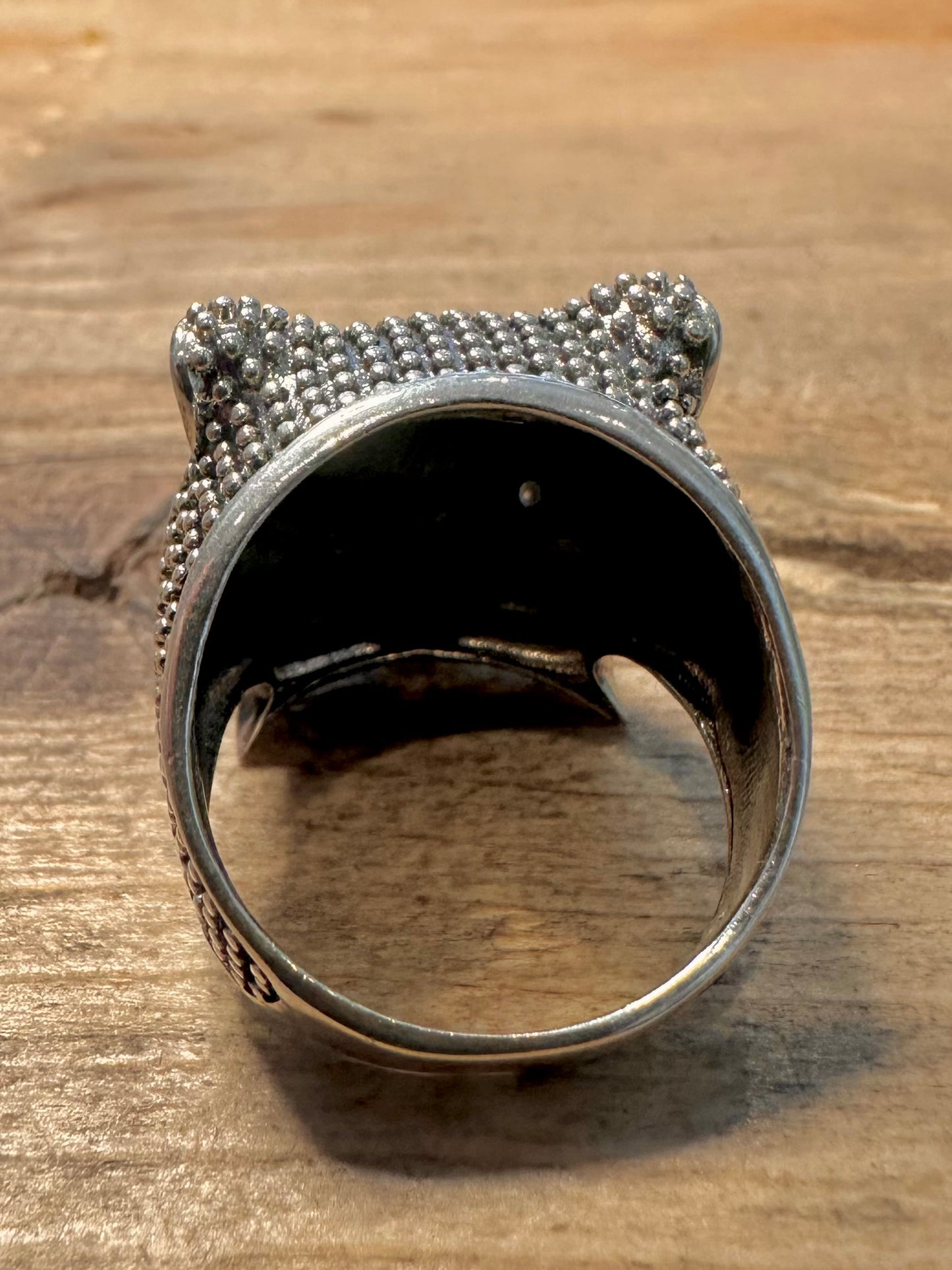 Modernist Panther Head 925 Silver Size S Ring