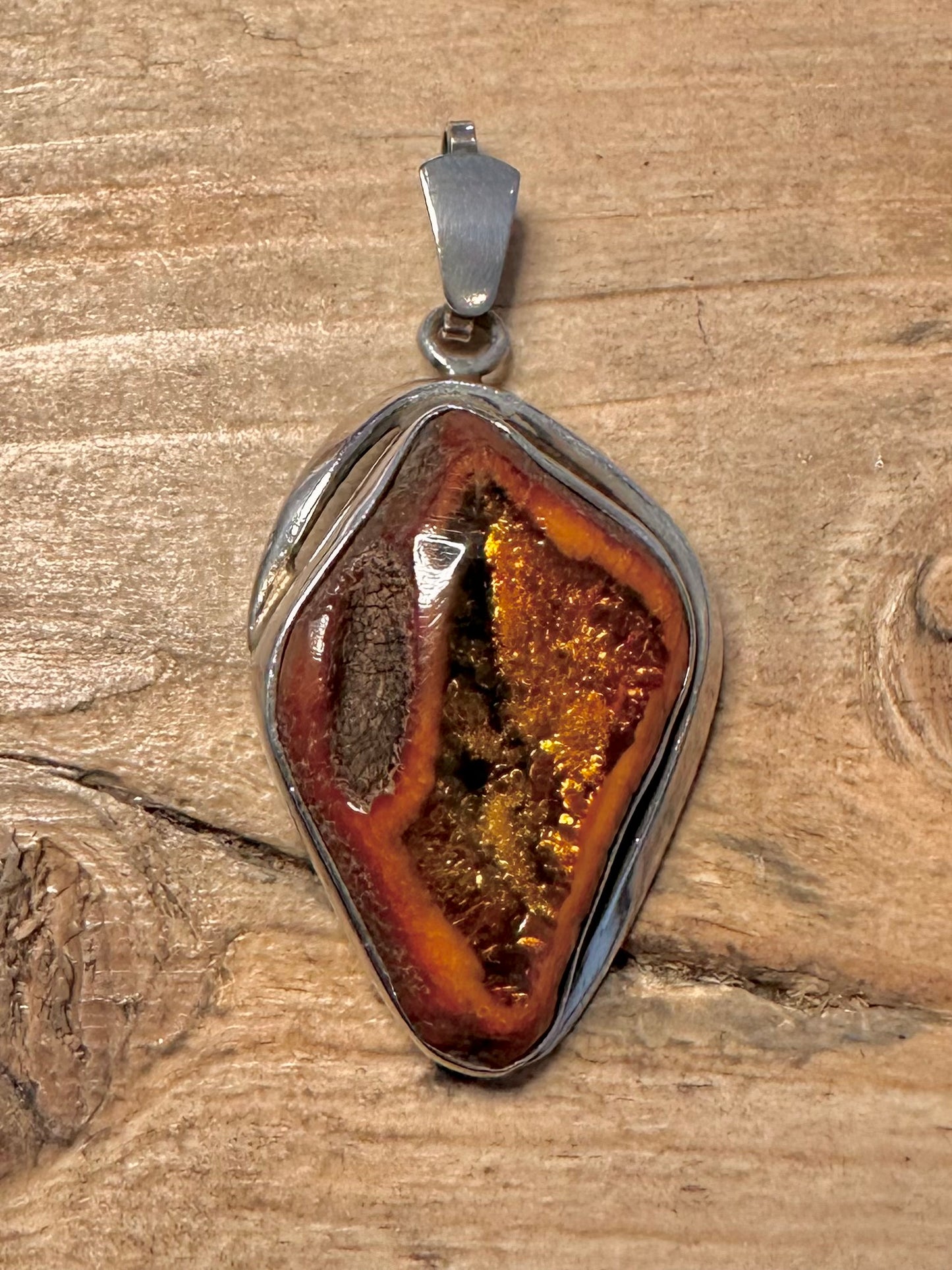 Abstract Amber 925 Silver Pendant