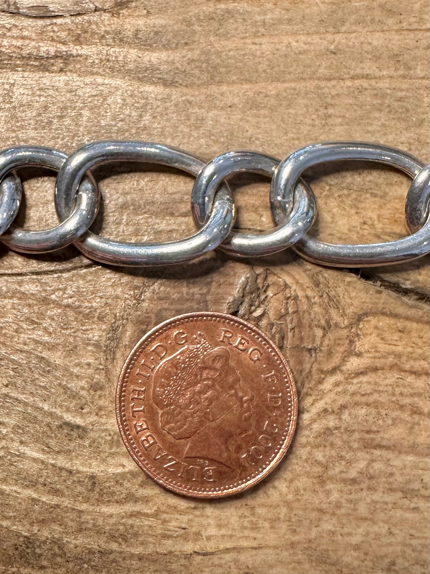 Modernist Large Links 925 Silver 7.3 inch Bracelet