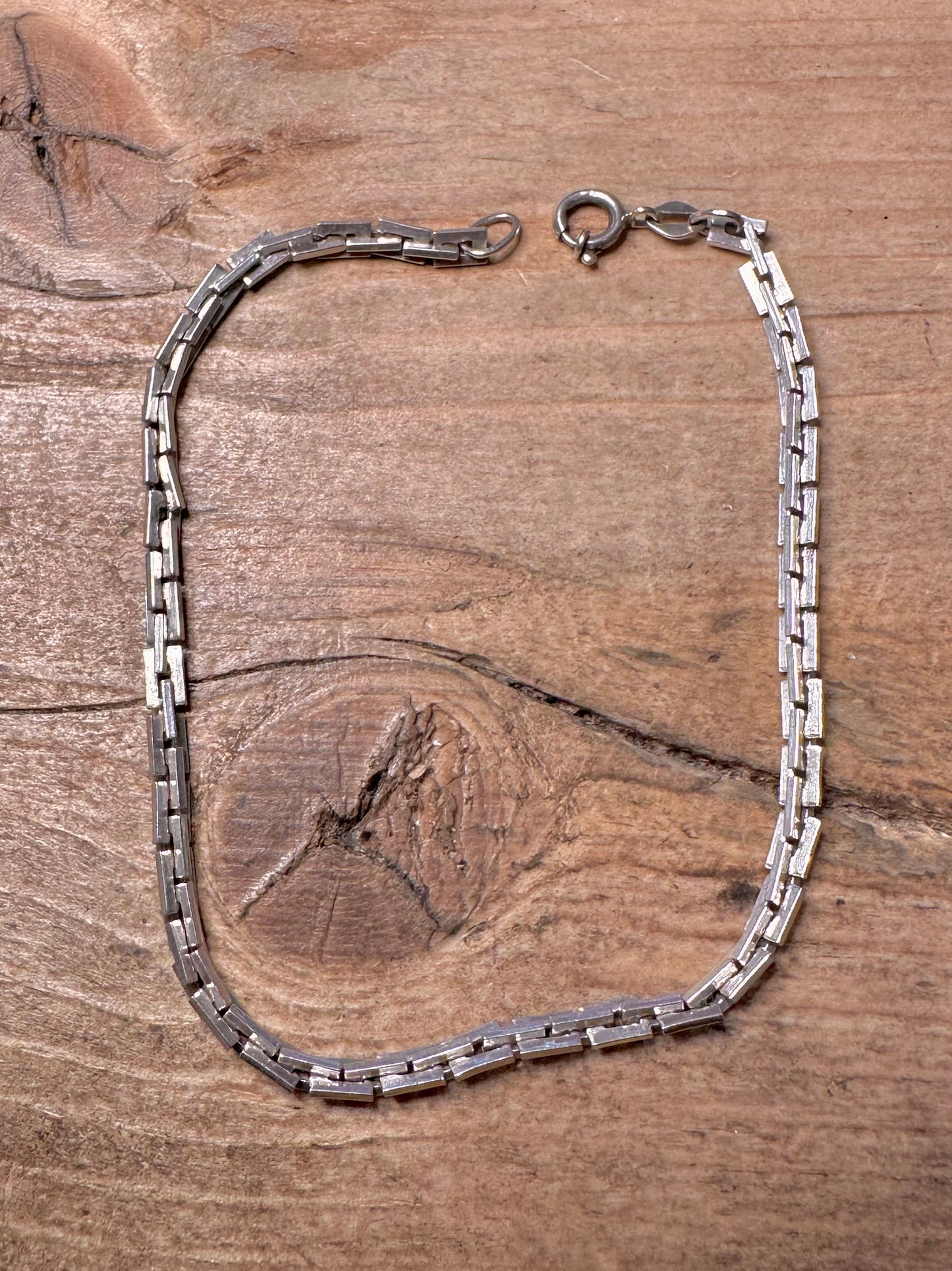 Abstract Rectangle Link 925 Silver 8 inch Bracelet