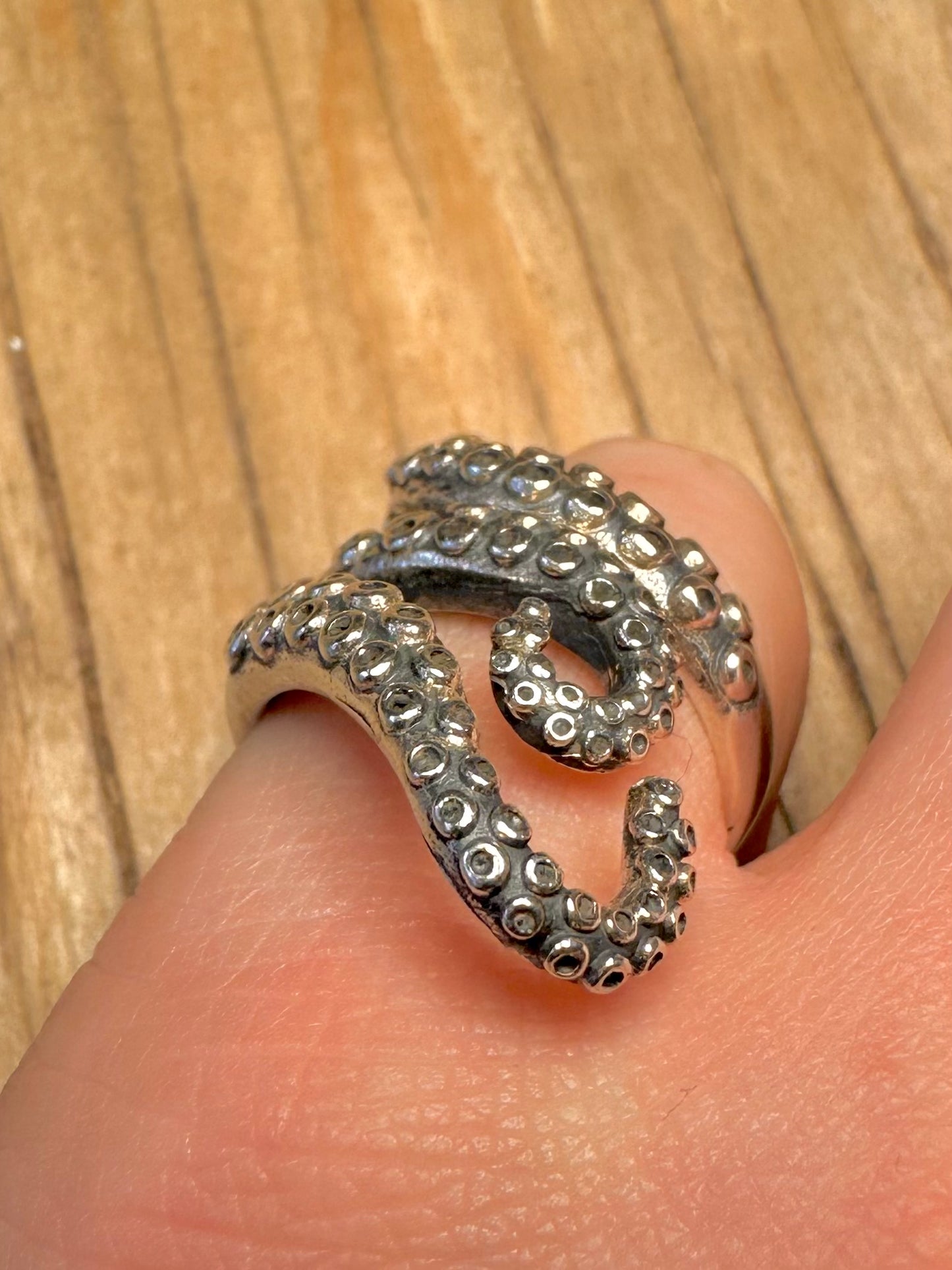 Vintage Octopus Tentacles 925 Sterling Silver Size N Ring