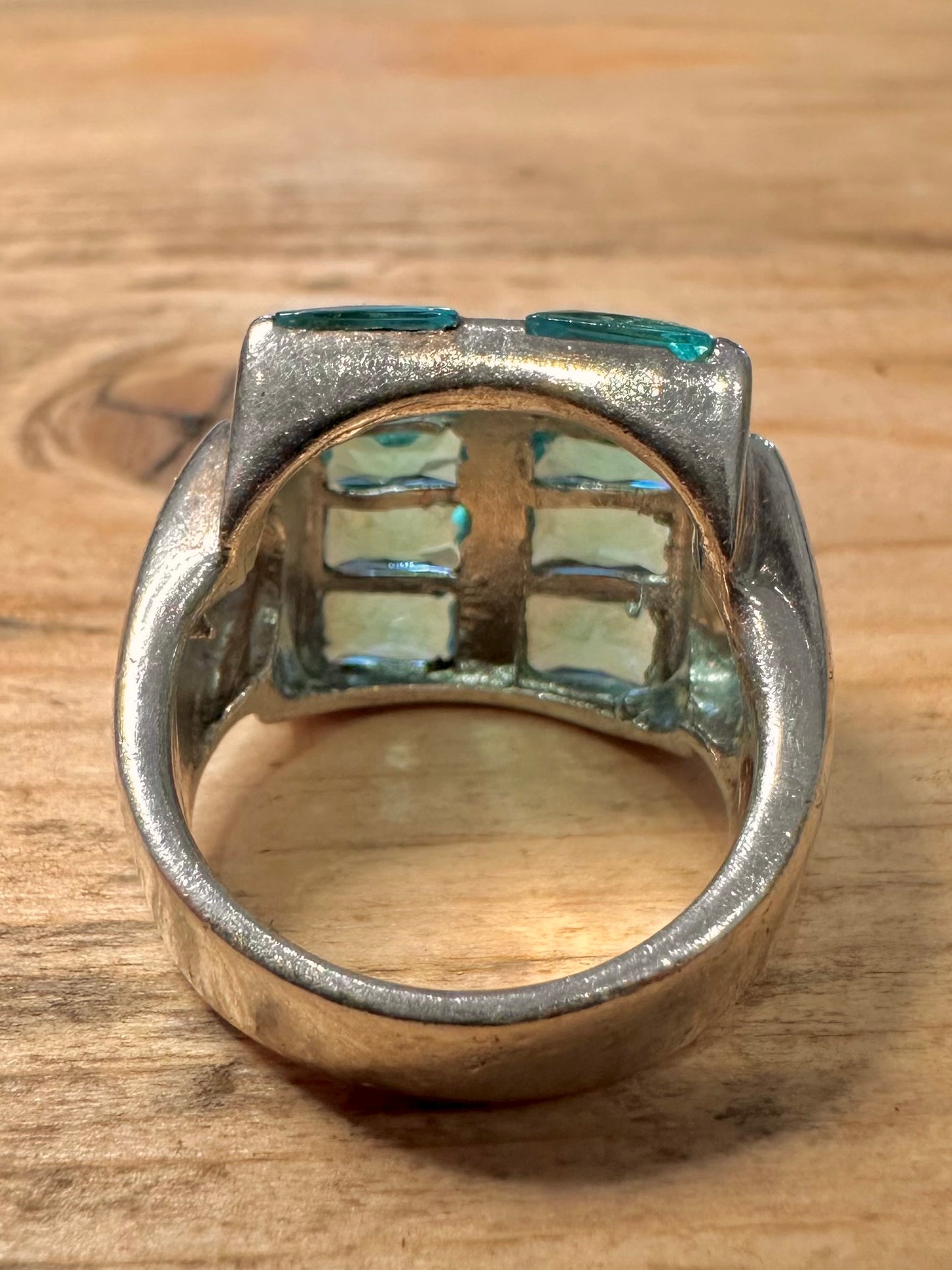 Modernist Blue Topaz 925 Silver Size O Ring