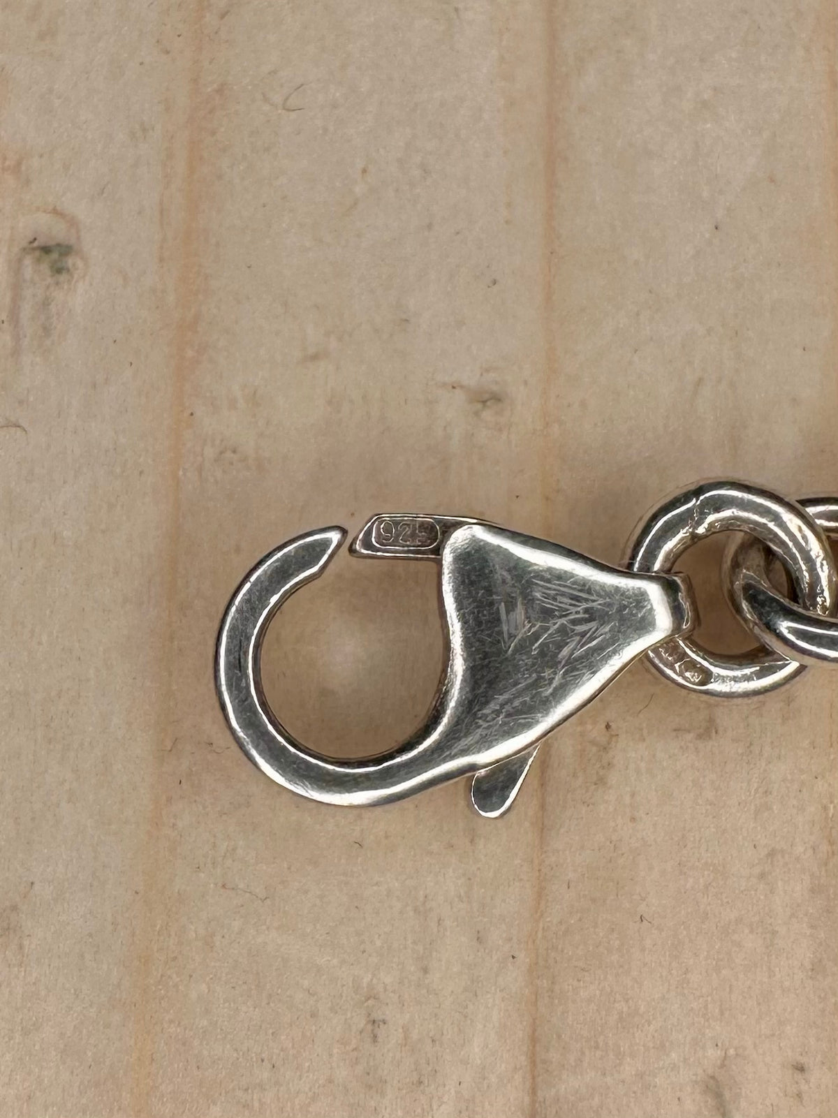 Barrel Link Chain 925 Sterling Silver 15.25 inch Necklace