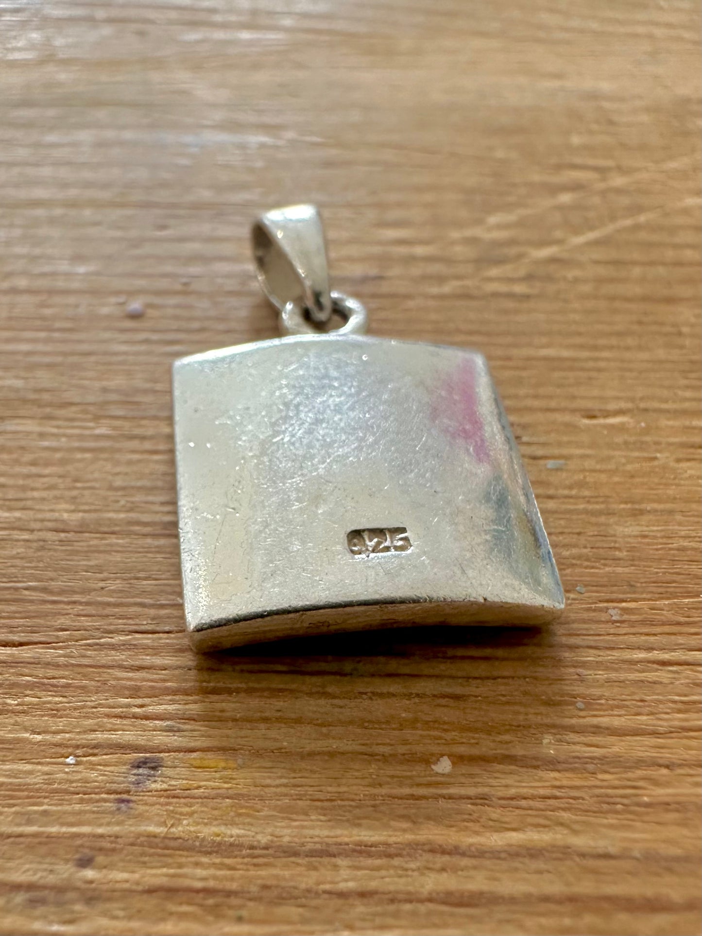 Modern Mother of Pearl Square 925 Silver Pendant