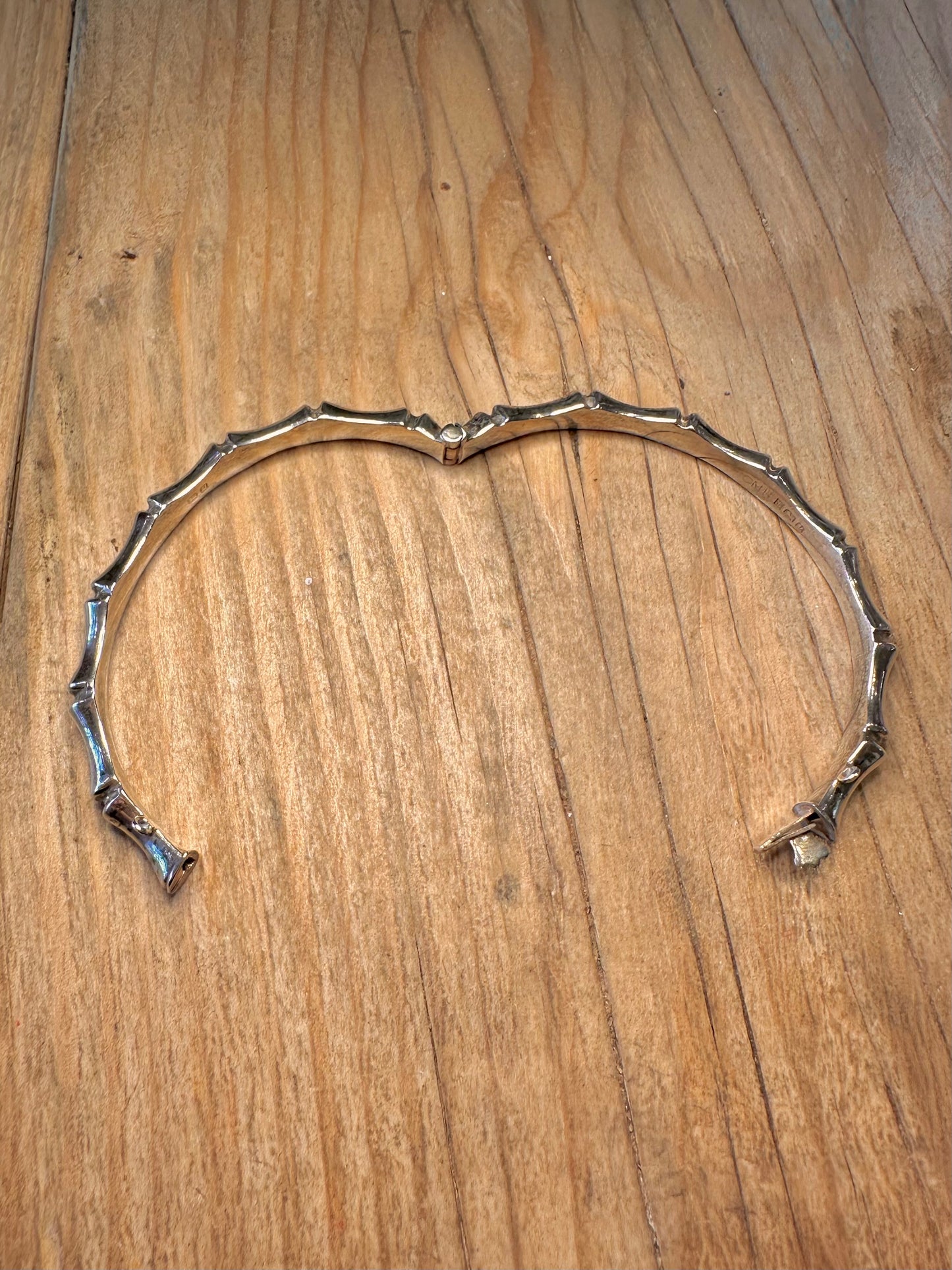 Vintage 1986 Bamboo 925 Sterling Silver Bangle