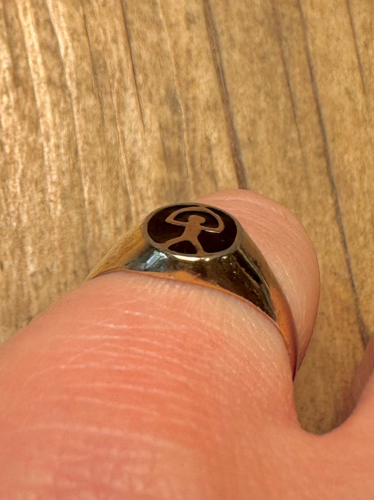 Vintage Indalo Figure Gold on 925 Sterling Silver Size N Ring