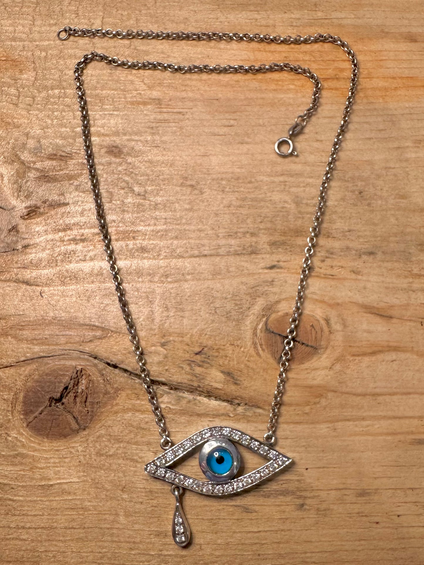 Vintage Evil Eye Belcher Chain 925 Silver 18.5 inch Necklace