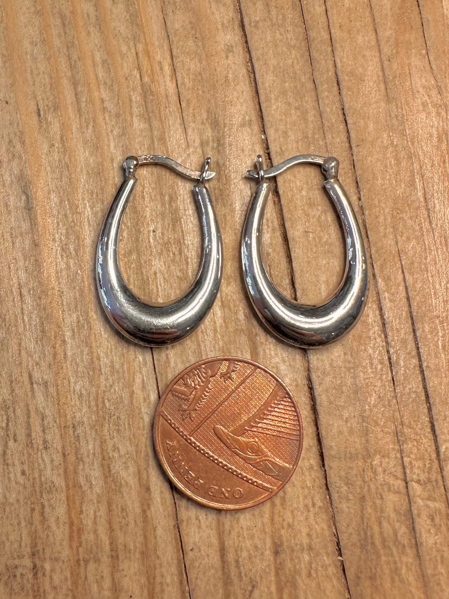 Vintage Oval Hoops 925 Sterling Silver Earrings