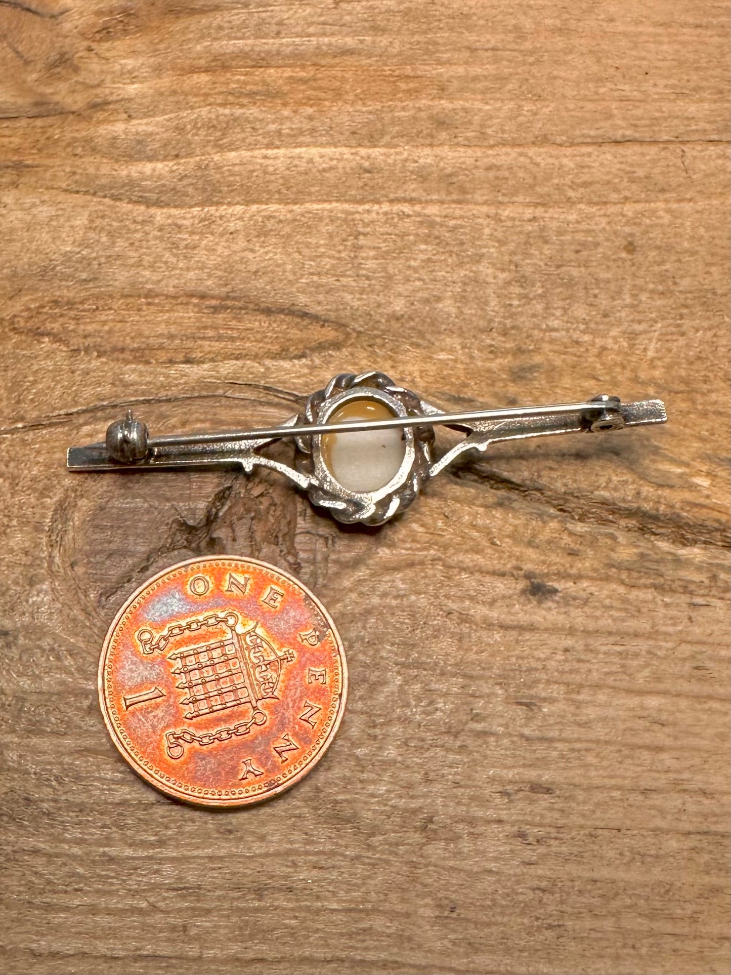 Vintage Scenic Picture 925 Silver Brooch