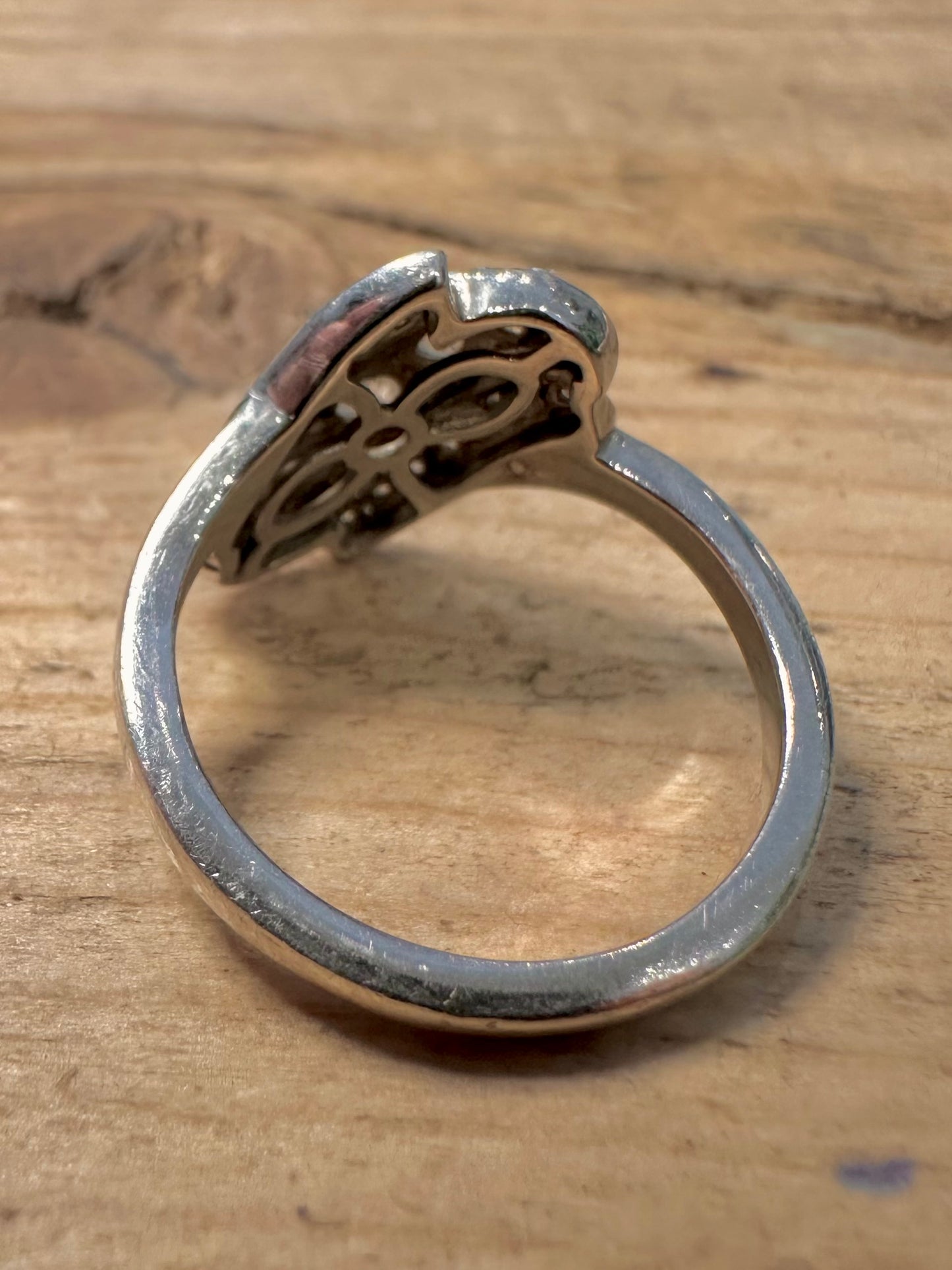 Modern Abstract CZ 925 Silver Size N Ring