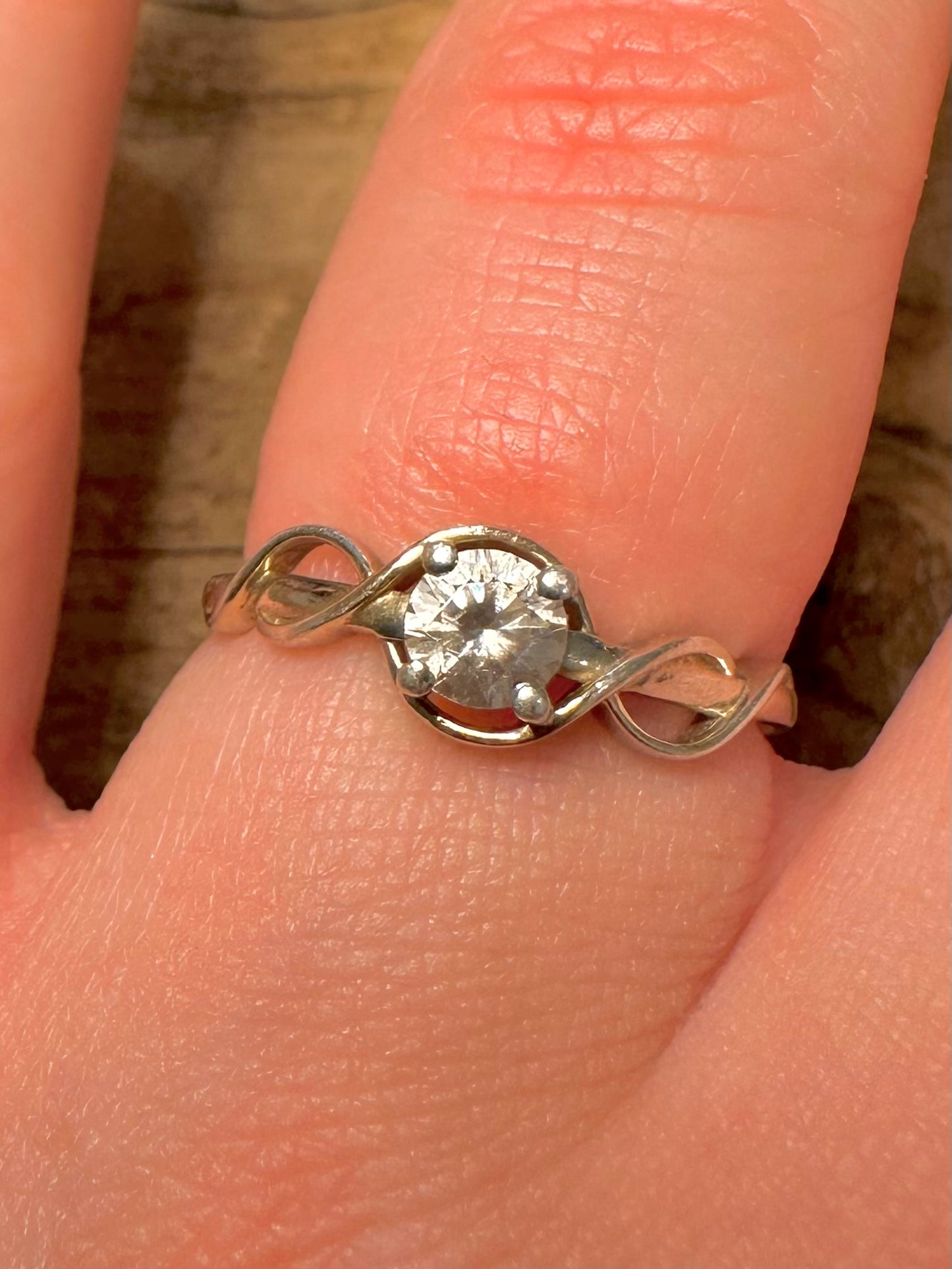Vintage White CZ 925 Silver Size O1/2 Ring