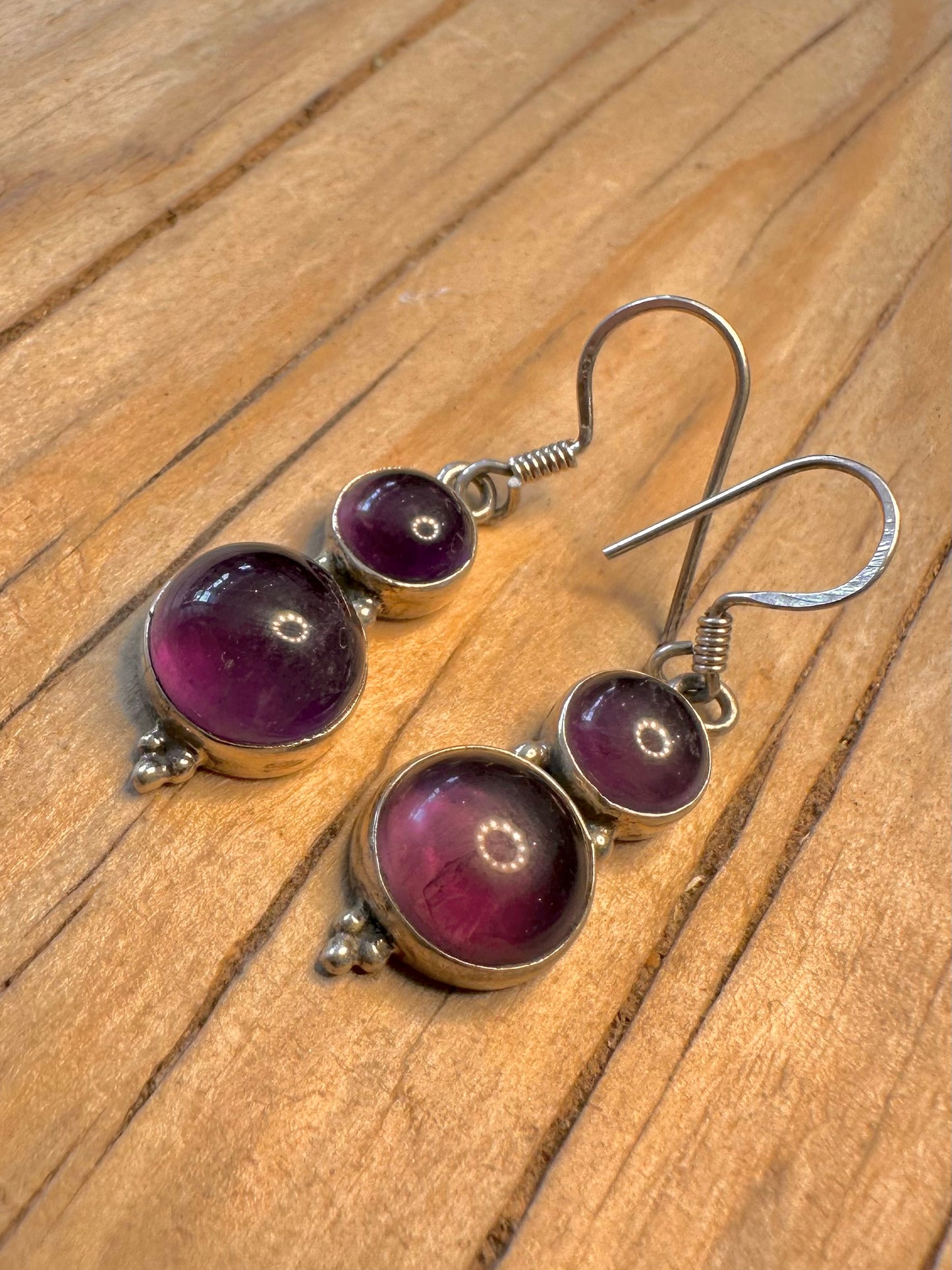 Vintage Amethyst Dangle 925 Silver Earrings