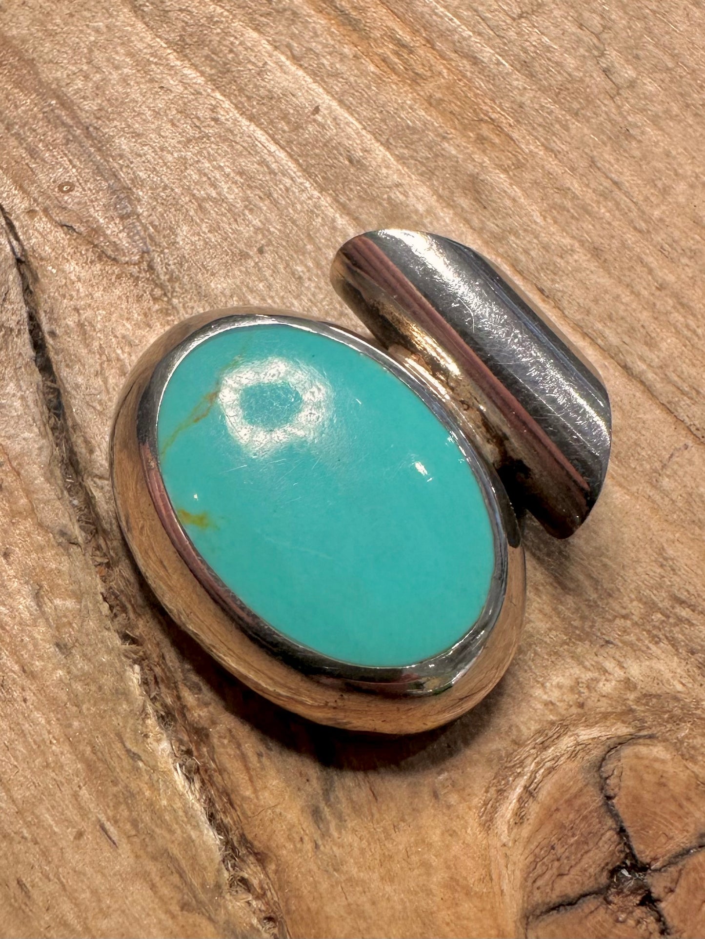 Modernist Polished Turquoise 925 Silver Pendant
