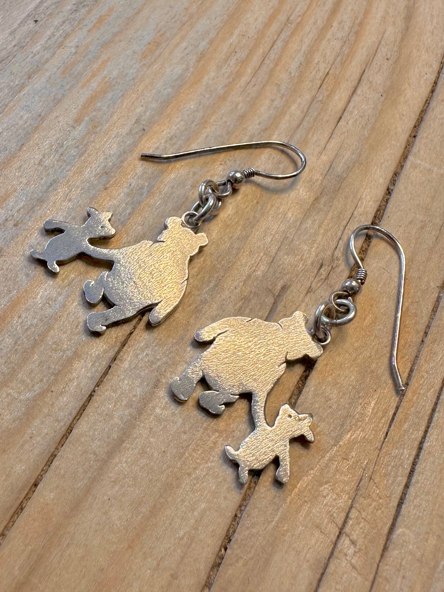 Vintage Winnie the Pooh and Piglet 925 Silver Earrings