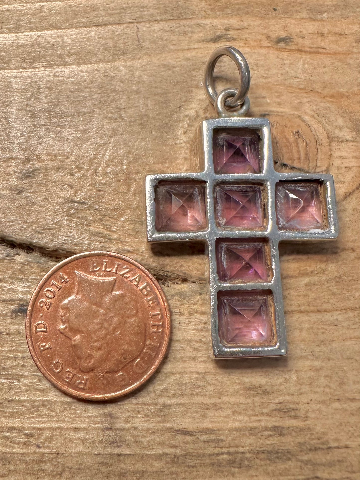 Vintage Purple Amethyst Cross 925 Silver Pendant