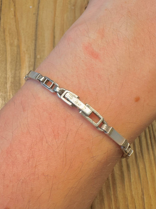 Mother of Pearl Rectangle 925 Sterling Silver 7.5 inch Bracelet