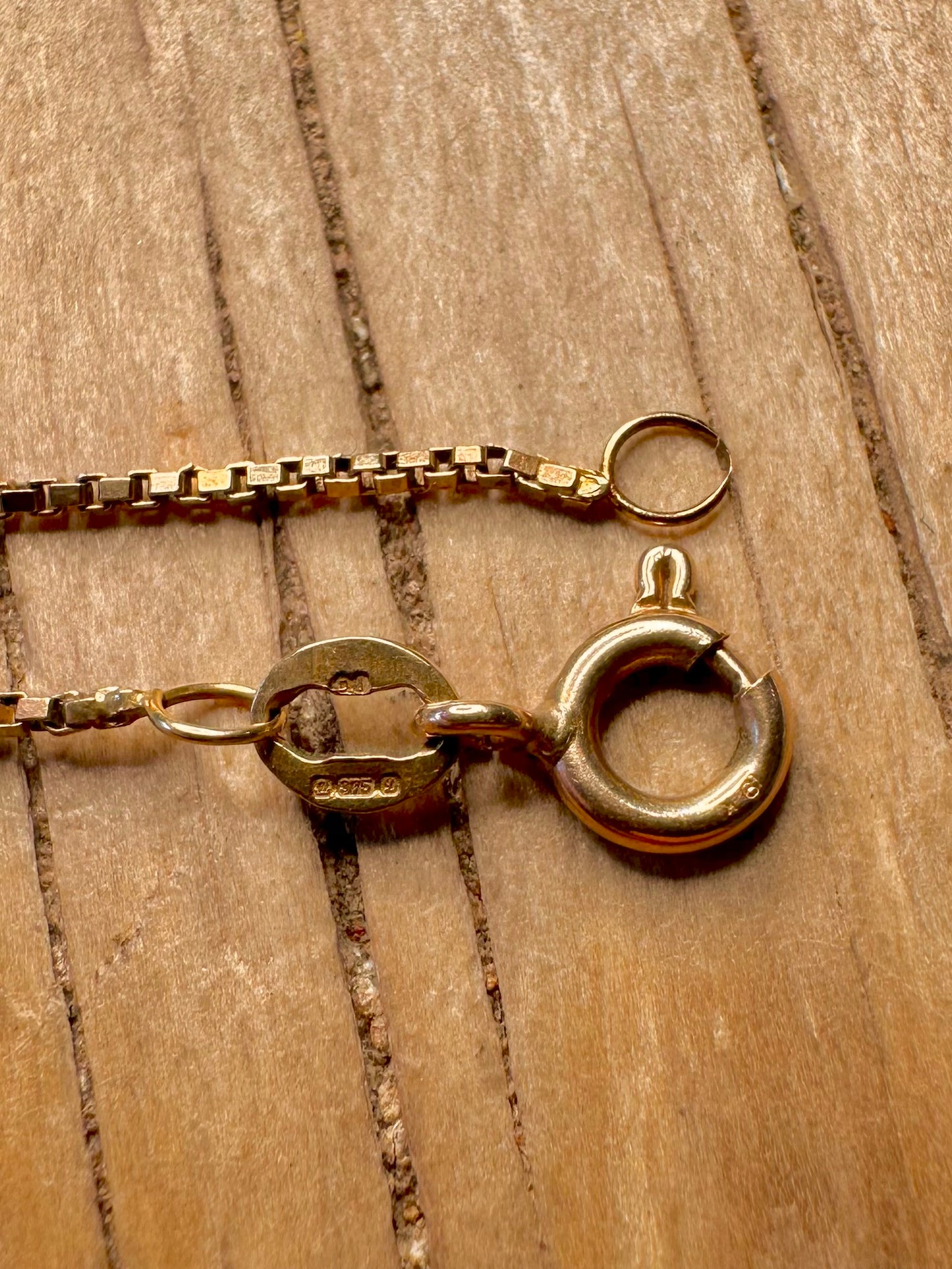 Vintage 1978 9ct Gold Box Chain 19.5 inch Necklace