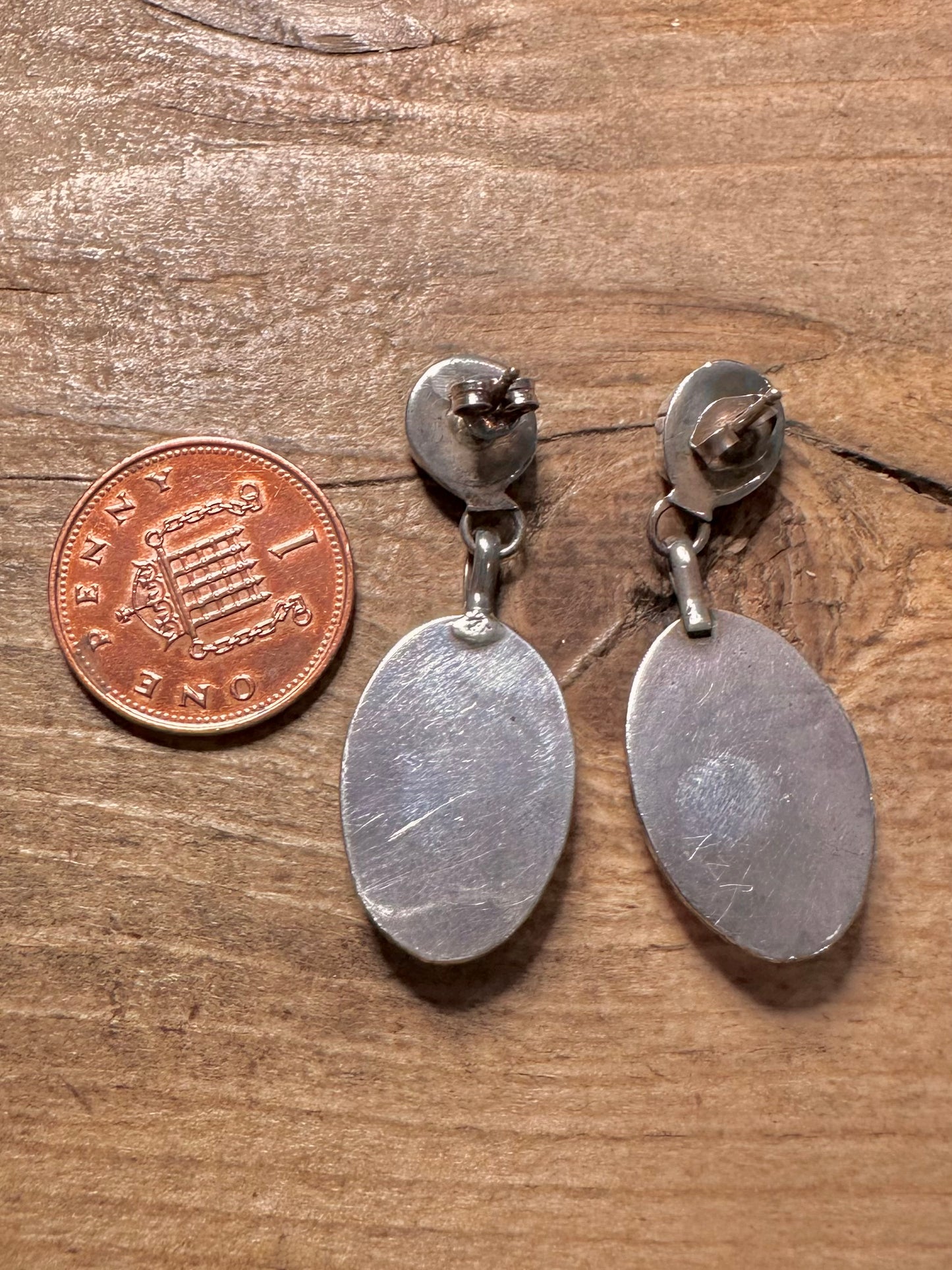 Vintage Native American Turquoise and Coral 925 Silver Earrings