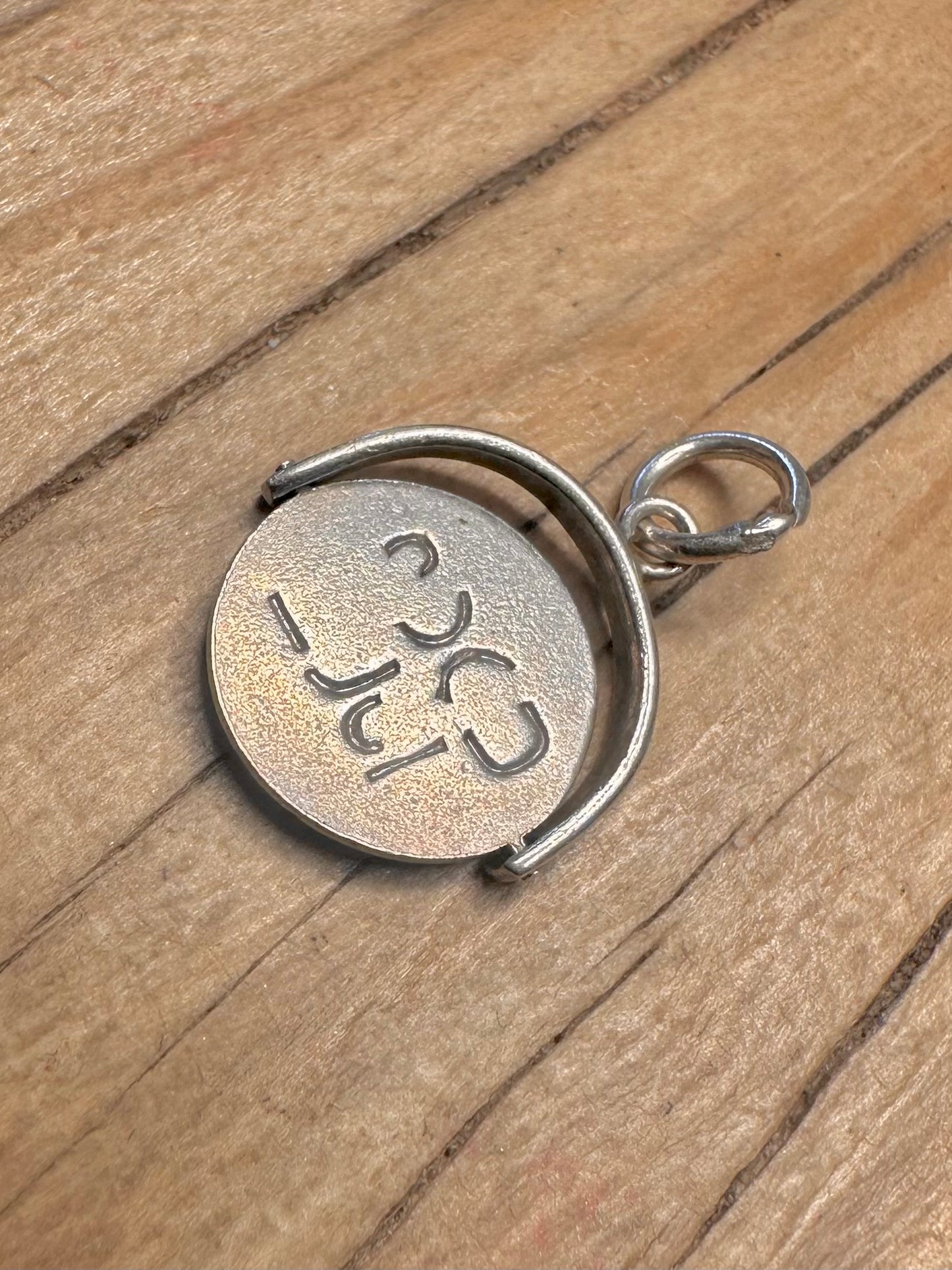 Vintage Good Luck Spinner 925 Sterling Silver Pendant