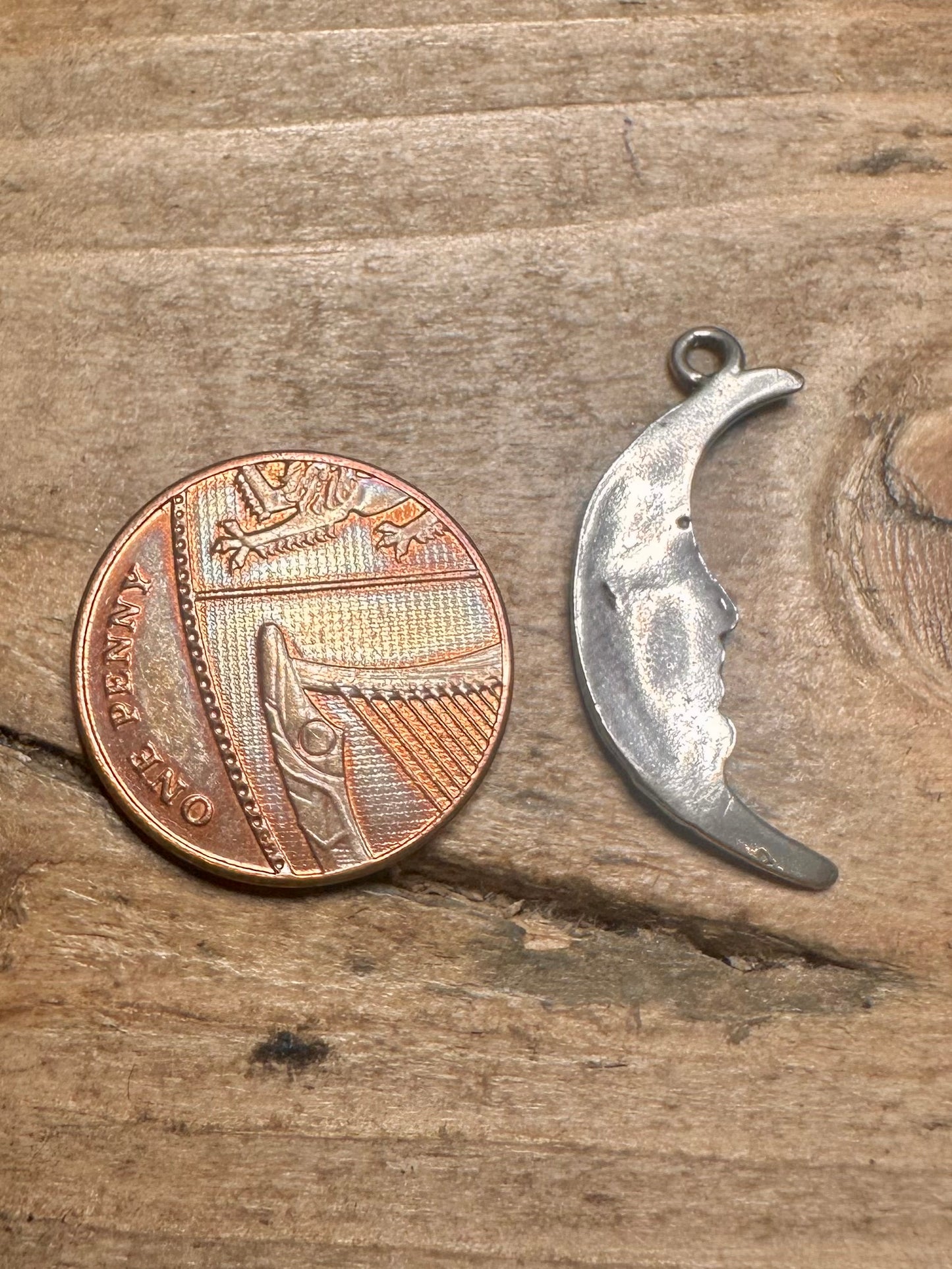 Vintage Moon Face 925 Silver Pendant
