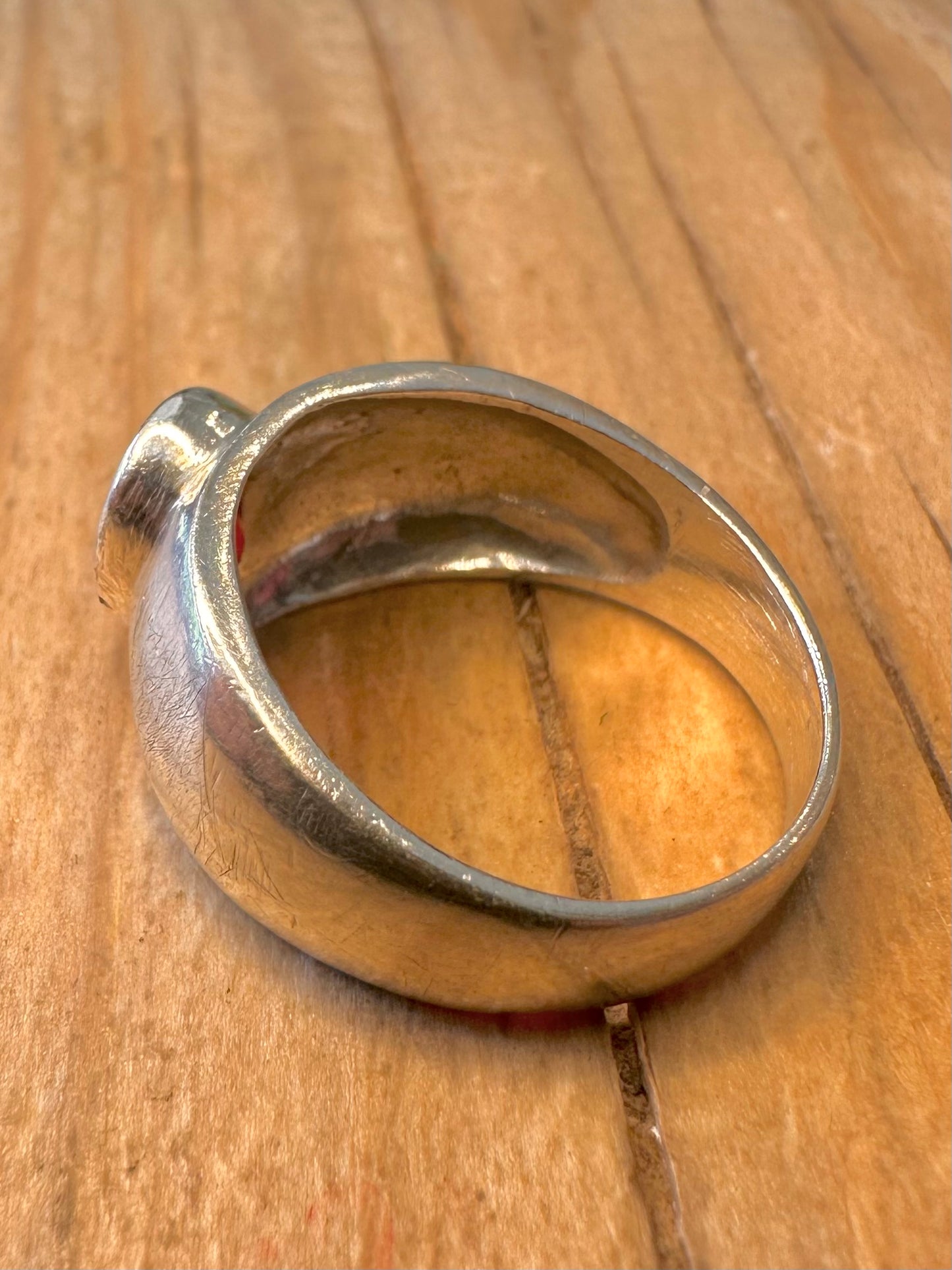 Vintage Garnet Dome 925 Sterling Silver Size N Ring