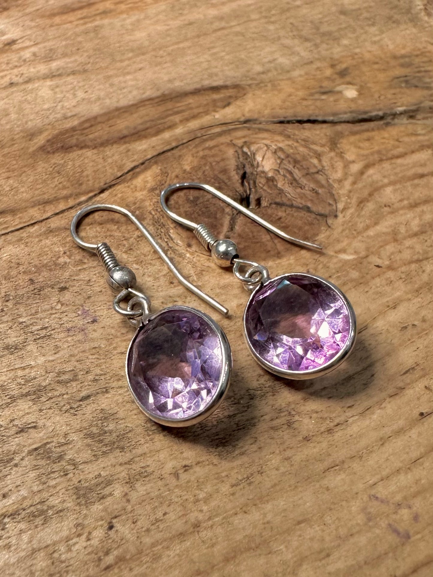 Vintage Amethyst Dangle 925 Silver Earrings