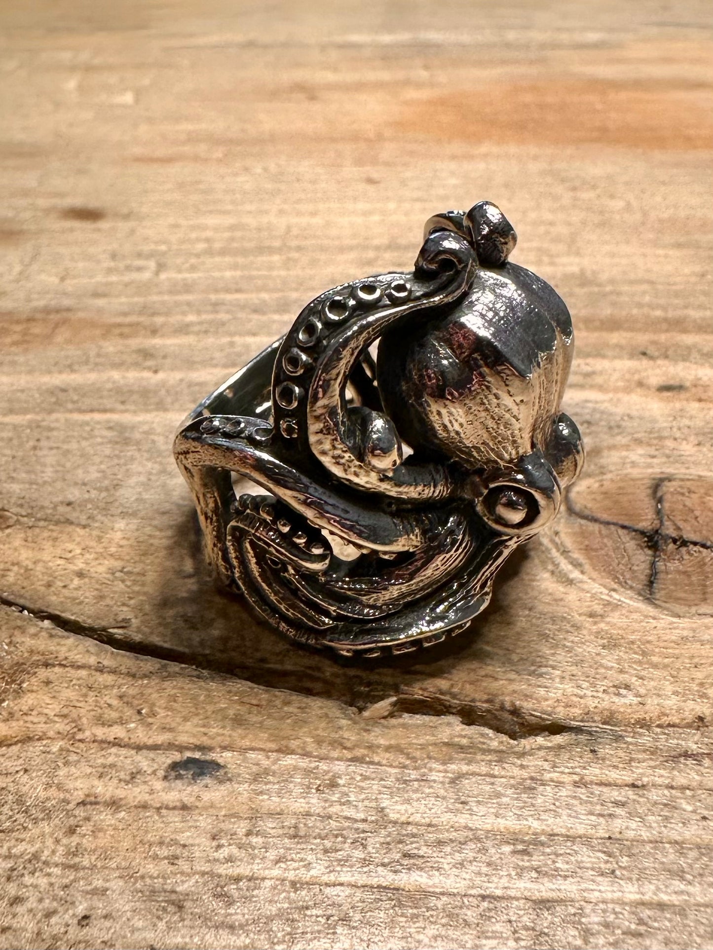Vintage Large Octopus 925 Silver Size R1/2 Ring
