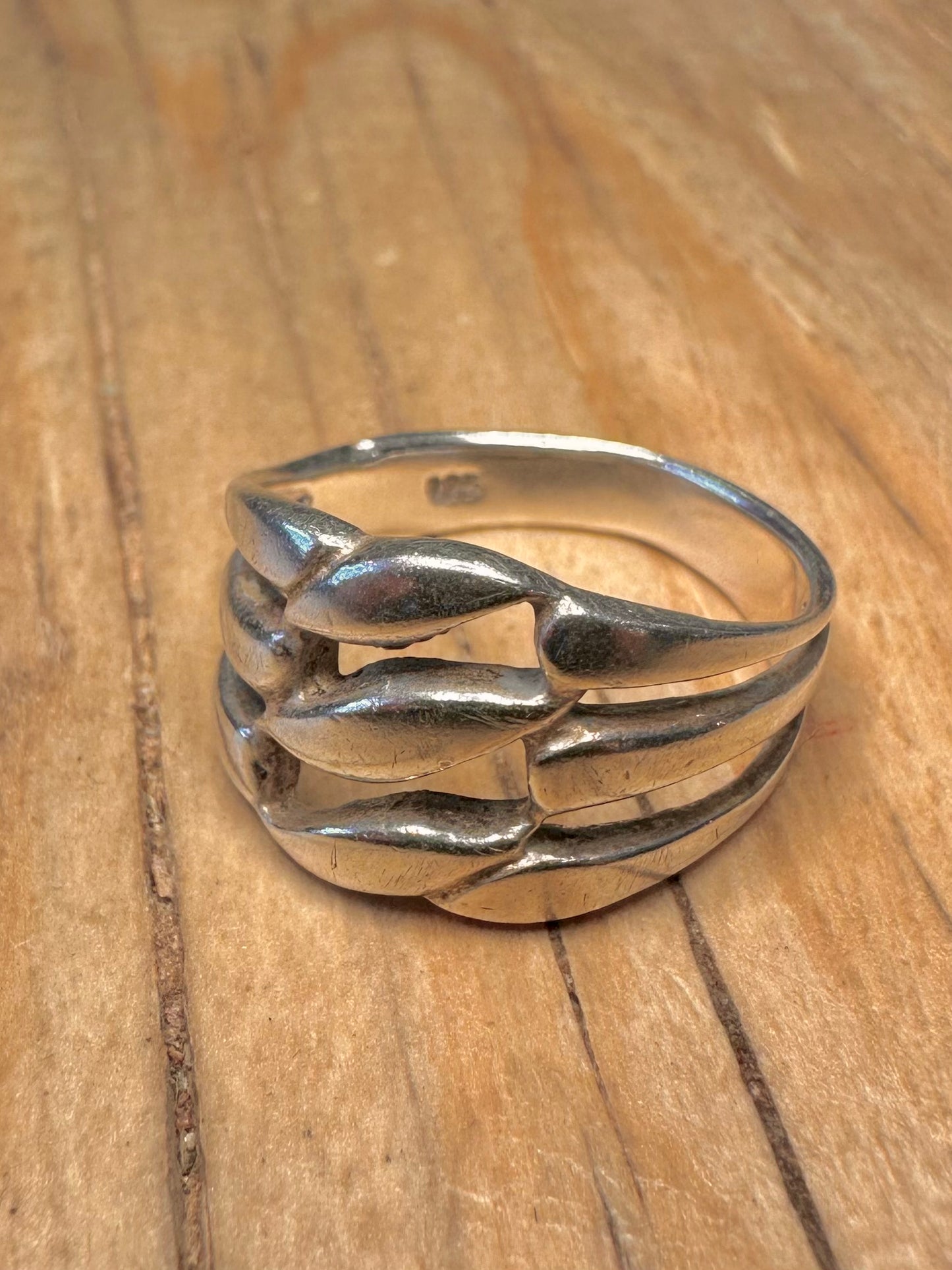 Abstract Layer Wavy 925 Sterling Silver Size P Ring