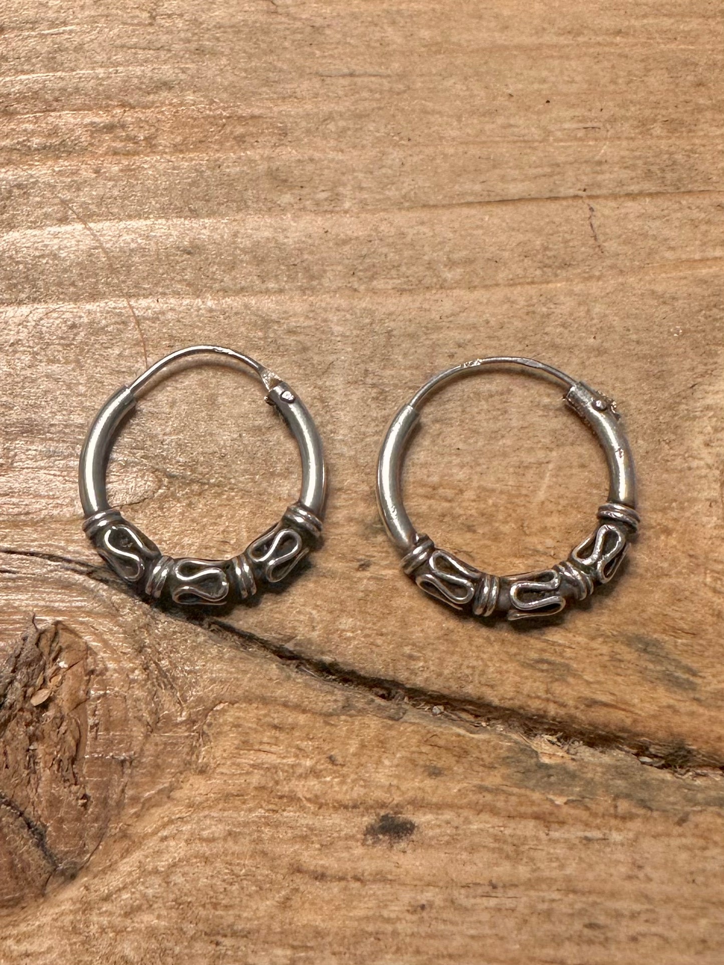 Vintage Tribal Hoops 925 Silver Earrings