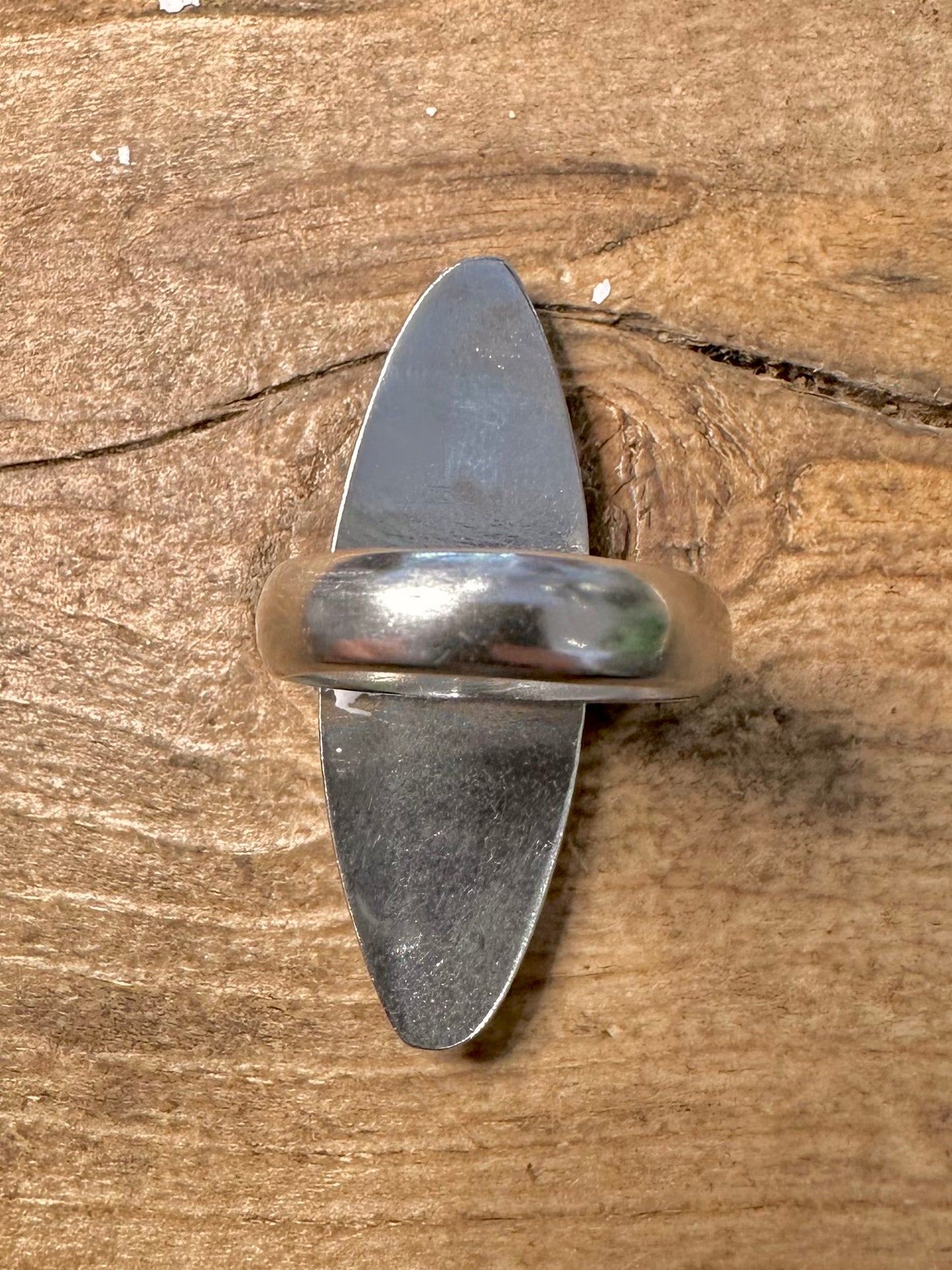 Abstract Long 925 Silver Size O1/2 Ring