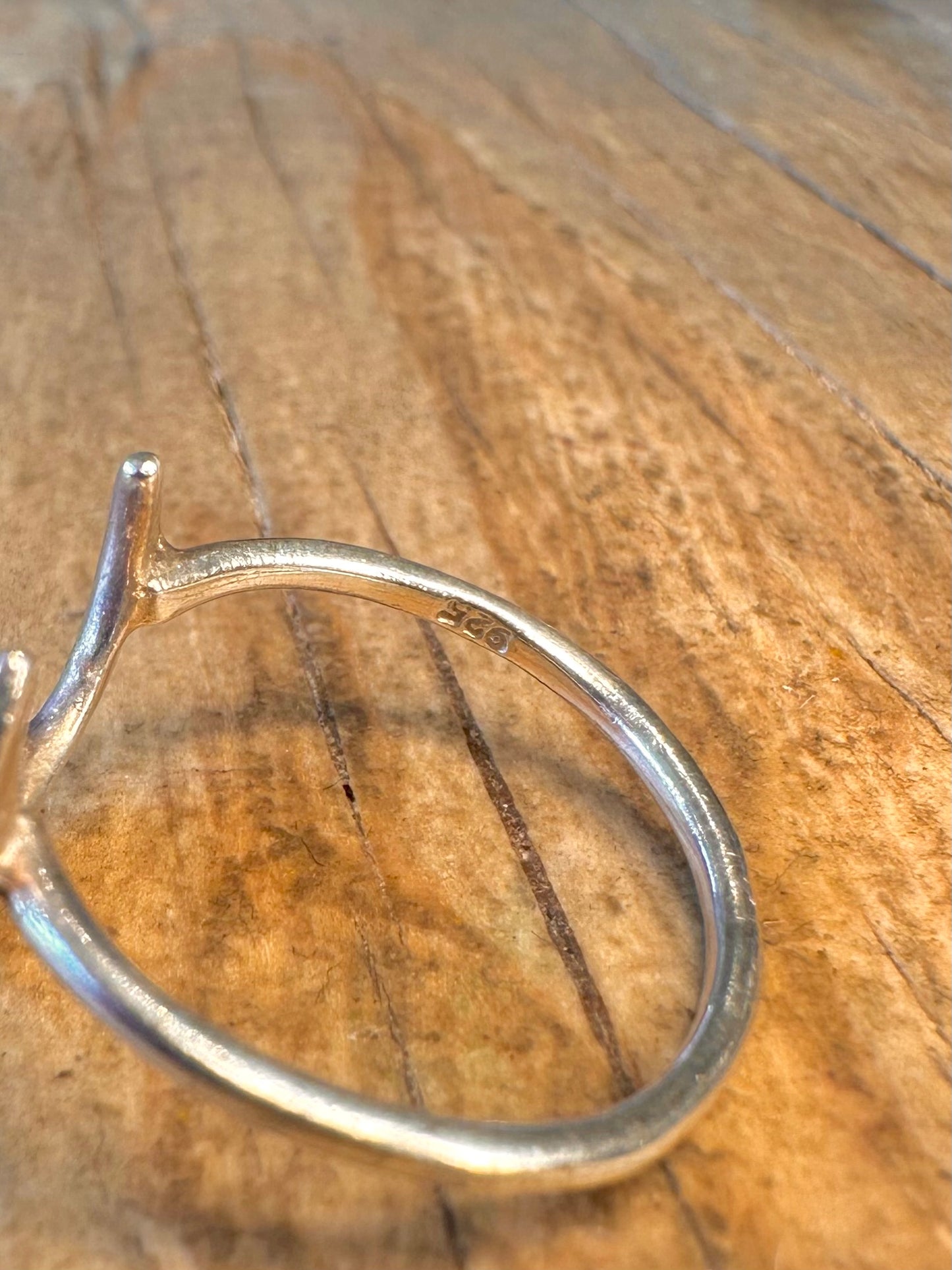 Halbmond roter Stein 925 Sterlingsilber Ring Größe N