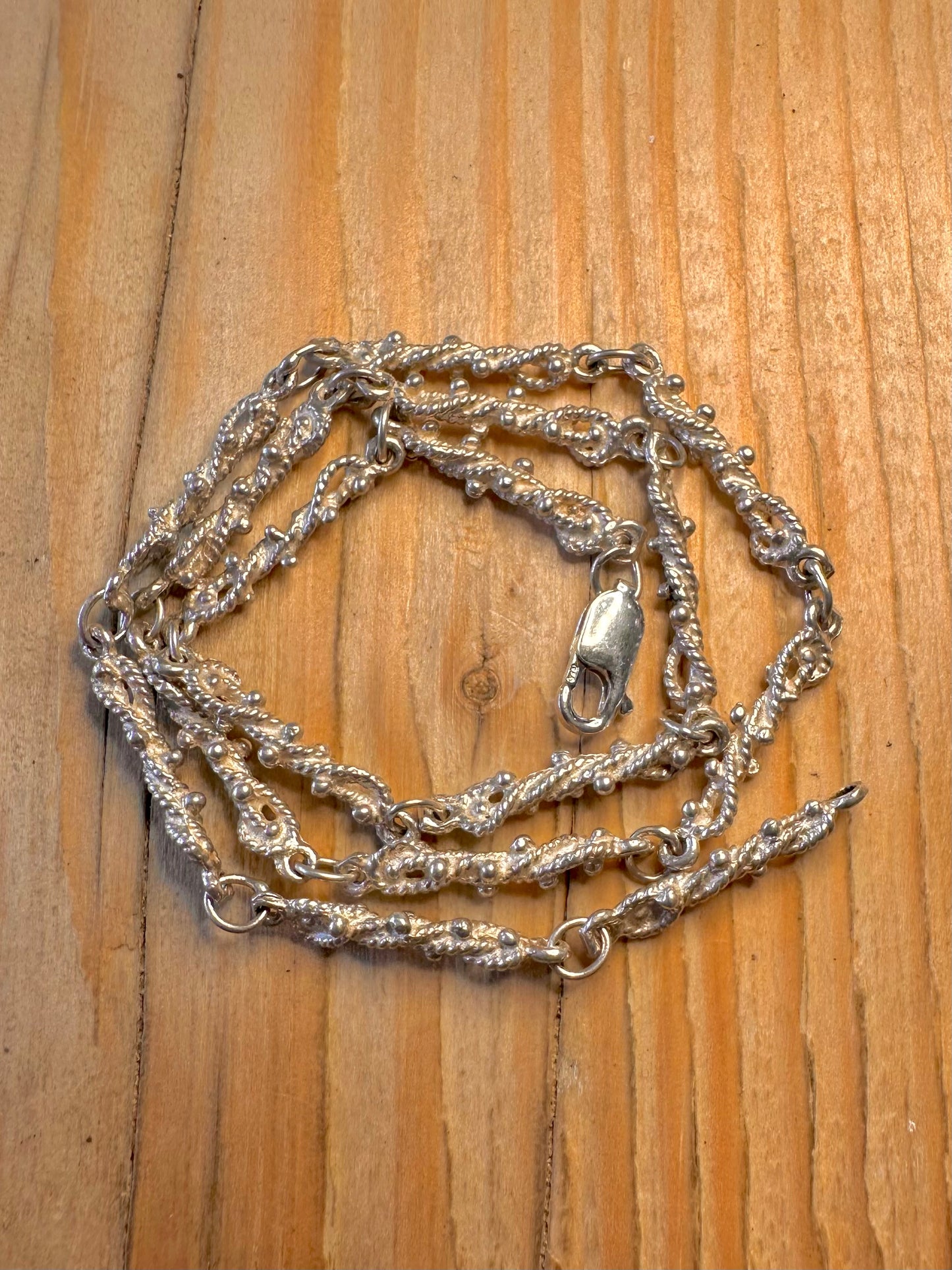 Abstract Unique Twisted Link 925 Sterling Silver 17.8 inch Necklace