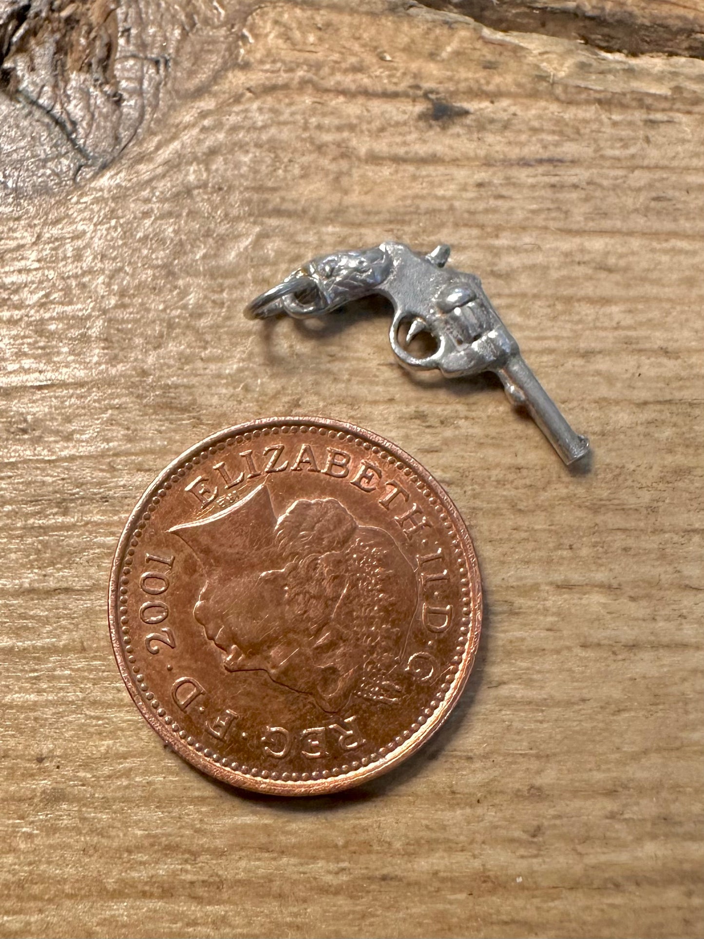 Vintage Revolver 925 Silver Charm Pendant