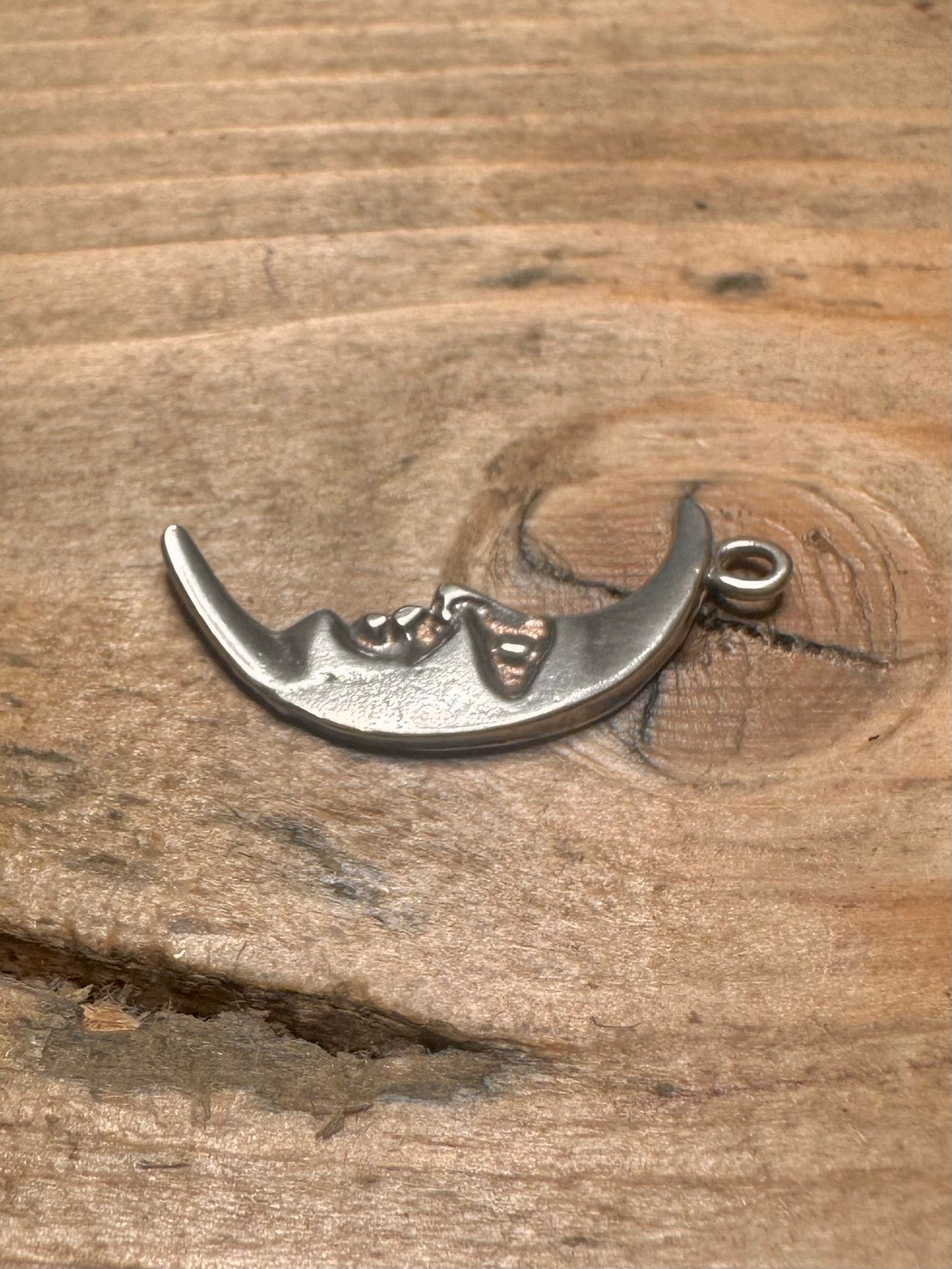 Vintage Moon Face 925 Silver Pendant