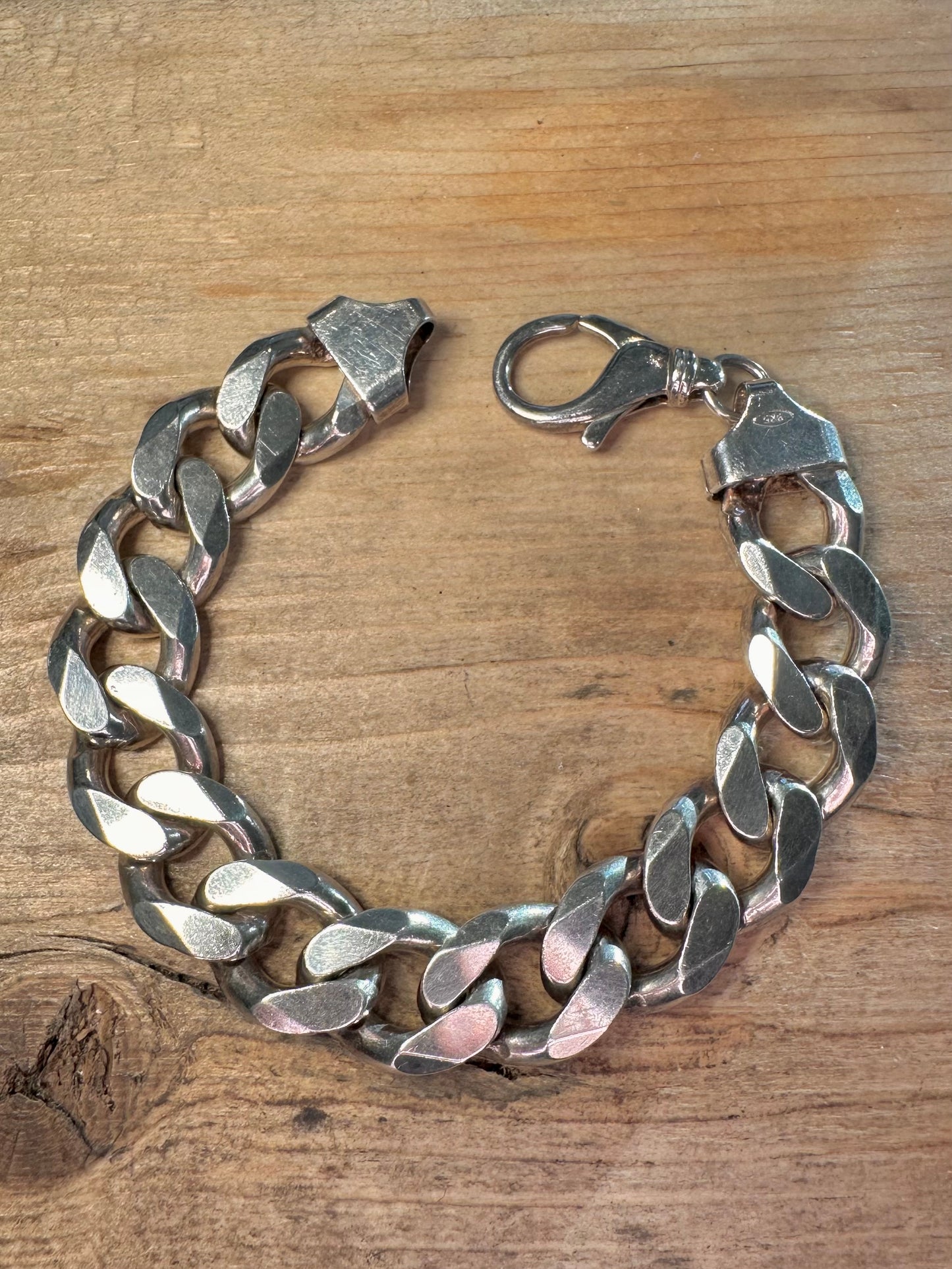 Vintage Chunky Curb Chain 925 Silver 9 inch Bracelet
