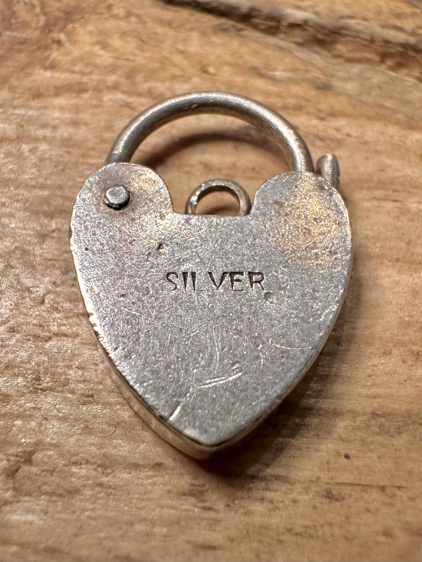 Vintage Heart Padlock 925 Silver Pendant