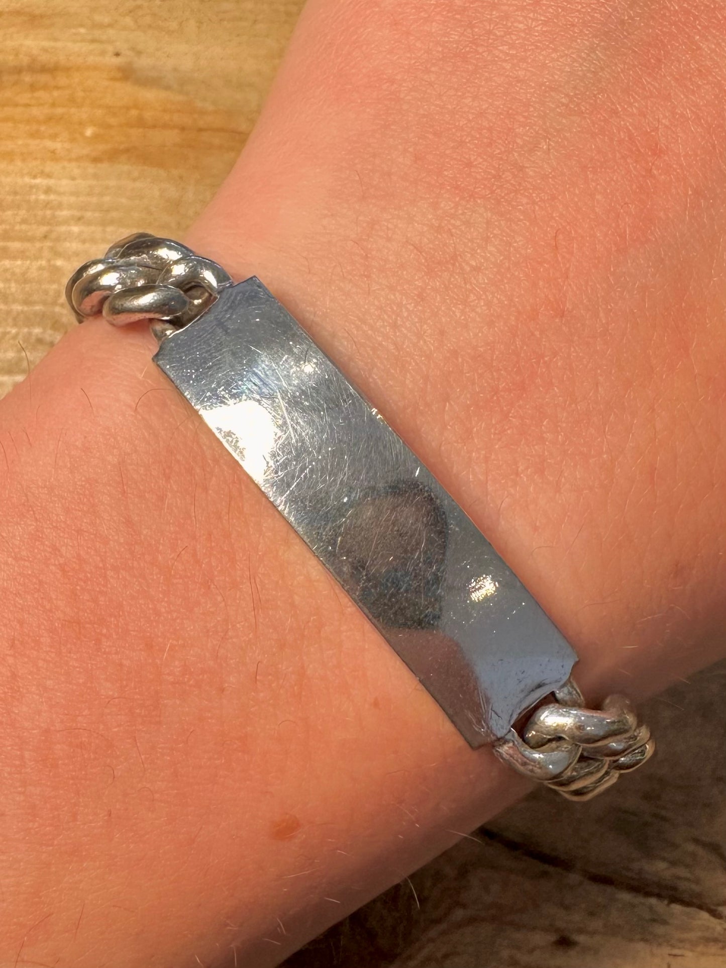Vintage Elco Identity Chunky Curb Chain 925 Silver 8 inch Bracelet