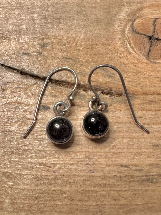 Vintage Dark Blue Circle 925 Silver Earrings