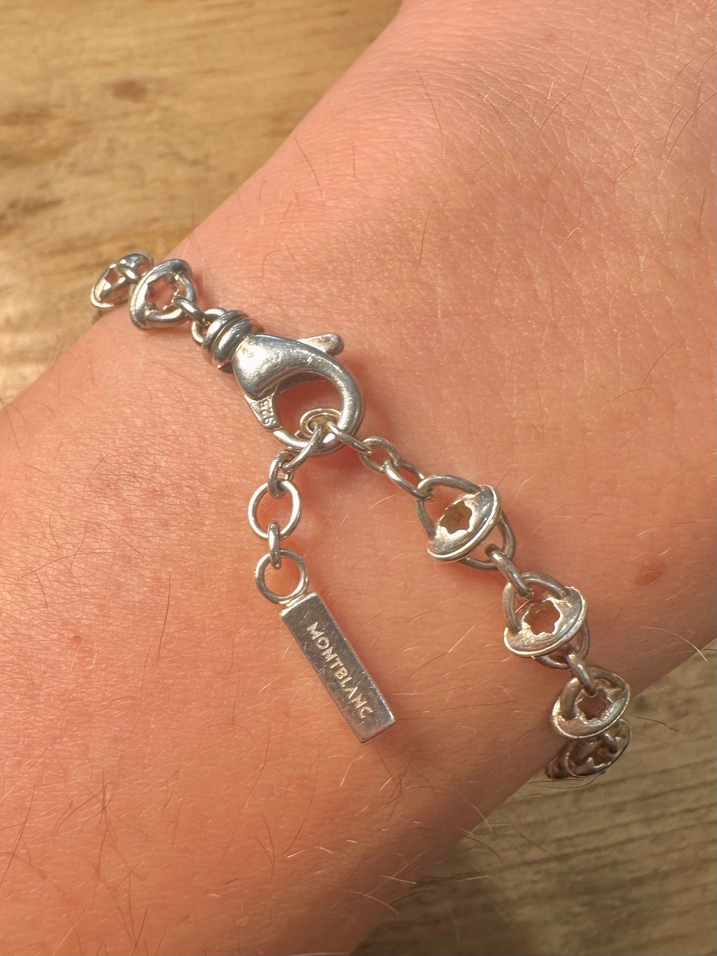 Vintage Montblanc Motif Link 925 Silver 7.5 to 8 inch Bracelet