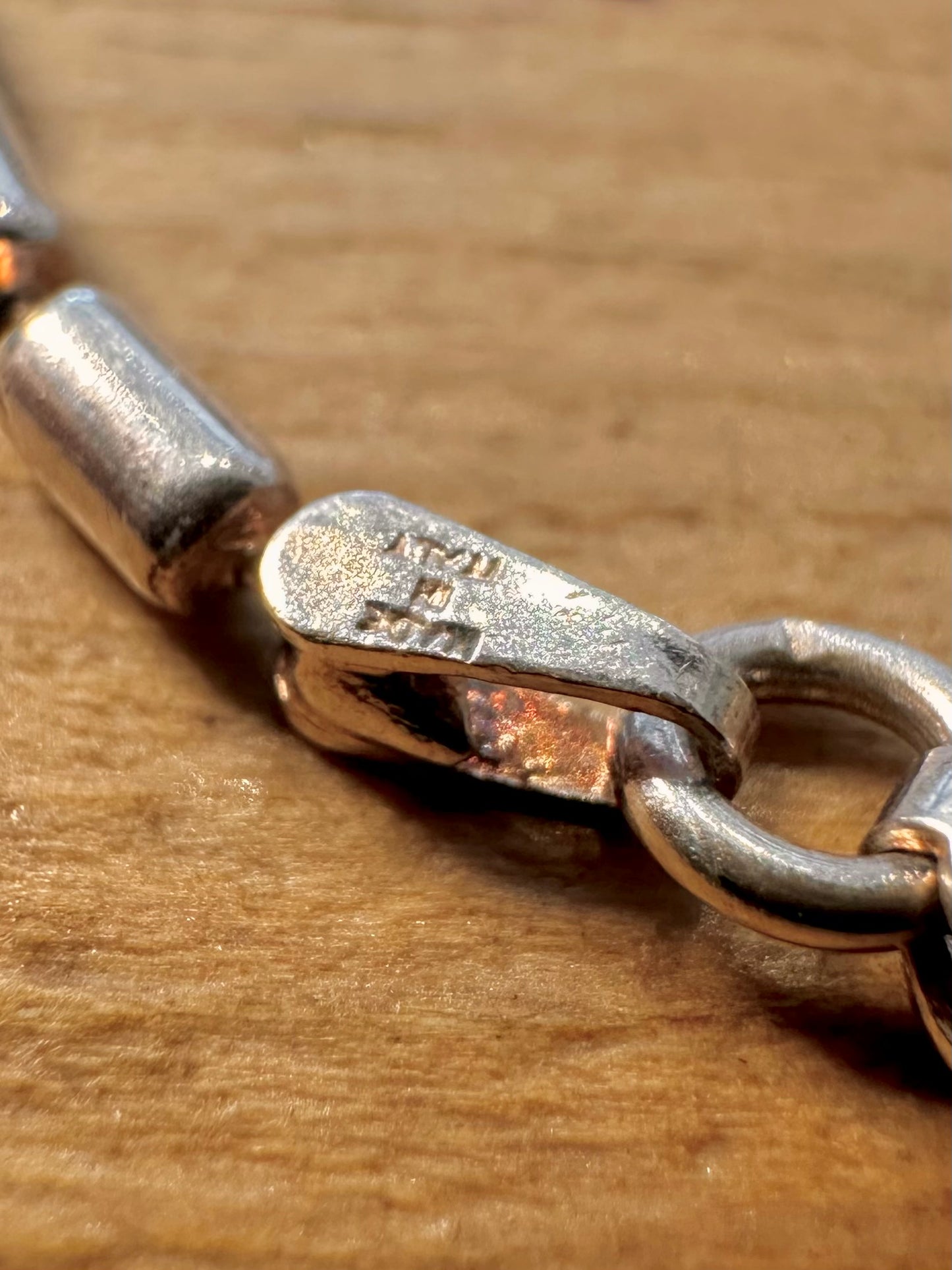 Abstract Small Bar Link Italy 925 Silver 20 inch Necklace