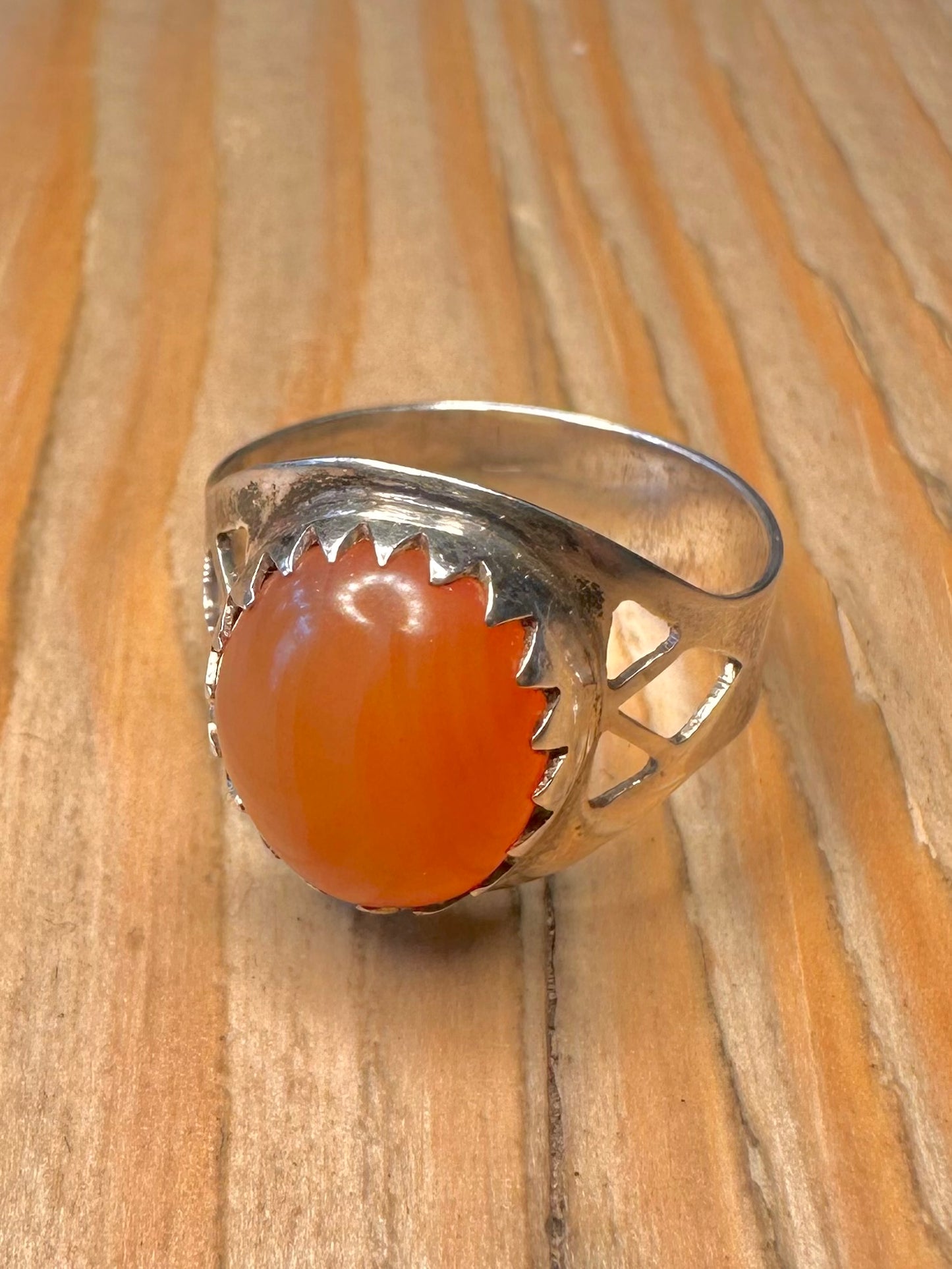 Vintage Carnelian Signet 925 Sterling Silver Size Q1/2 Ring