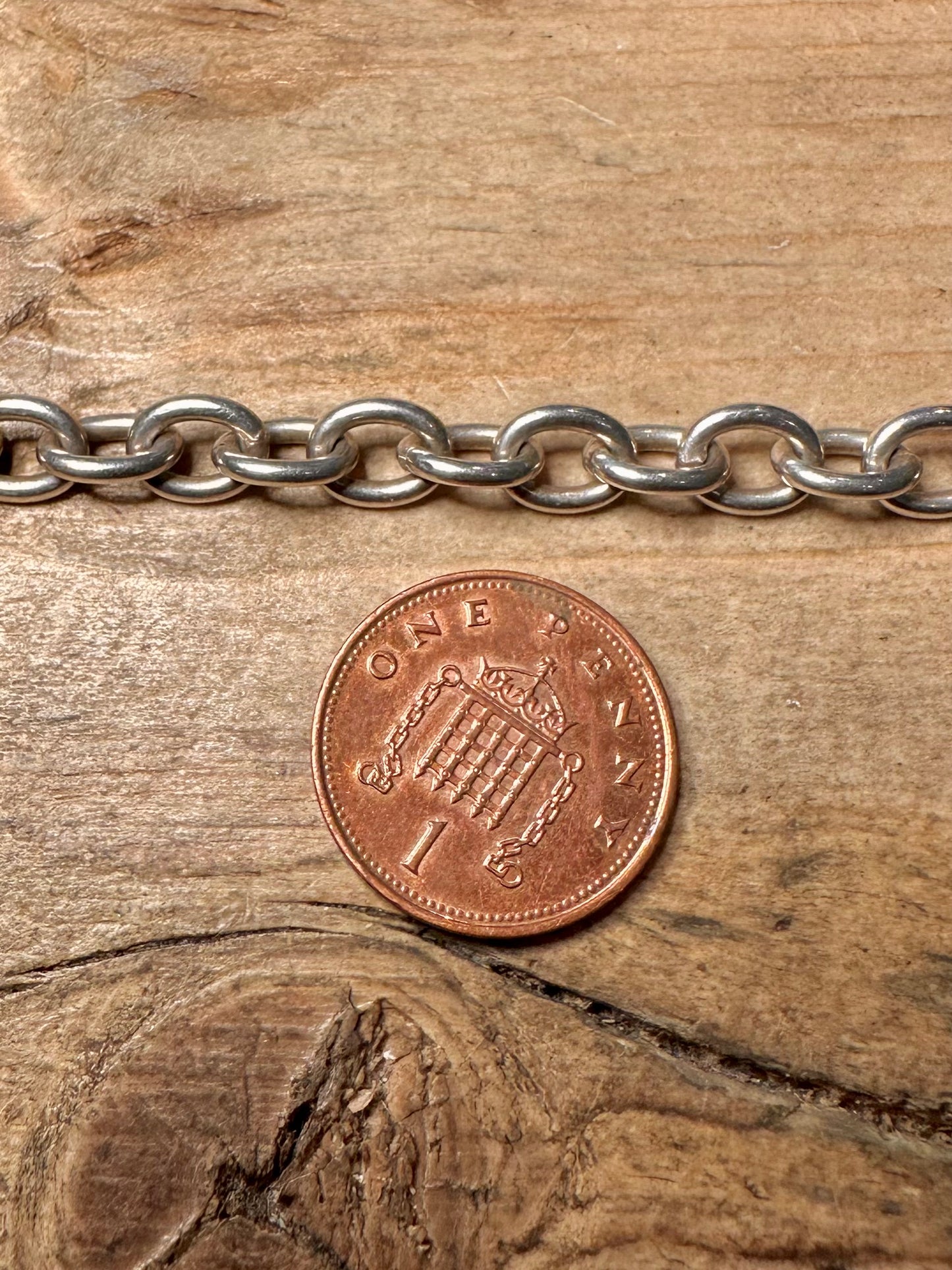 Vintage Heart T Bar Clasp Belcher 925 Silver 7.3 inch Bracelet