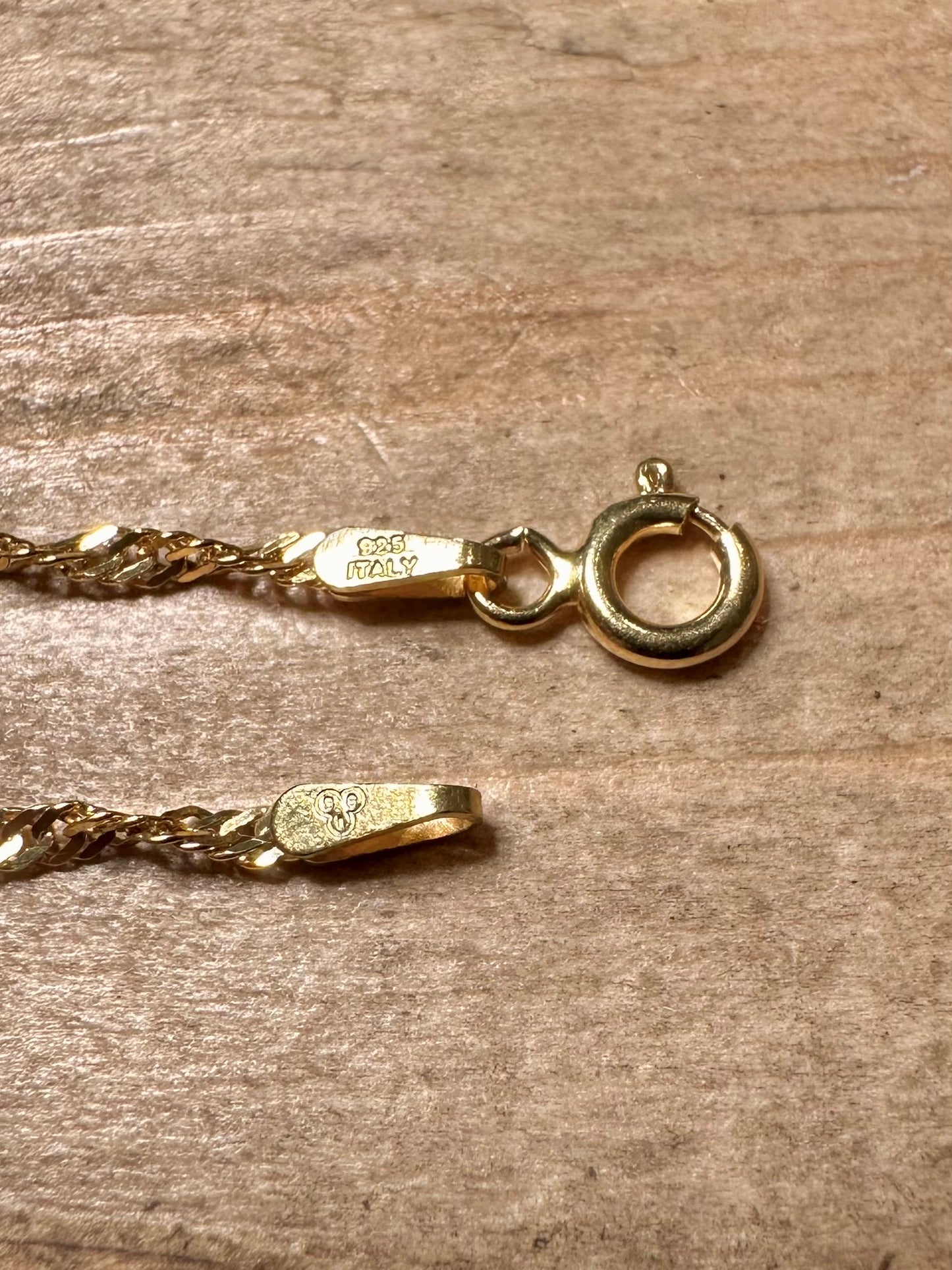 Vintage Twisted Chain Italian Gold on 925 Silver 18 inch Necklace