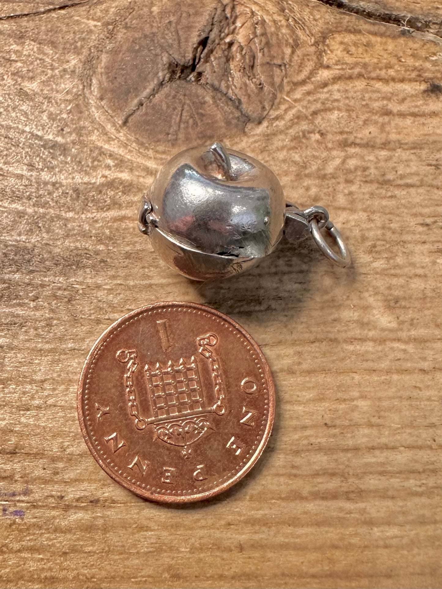 Vintage Apple Articulated Worms inside 925 Silver Charm Pendant