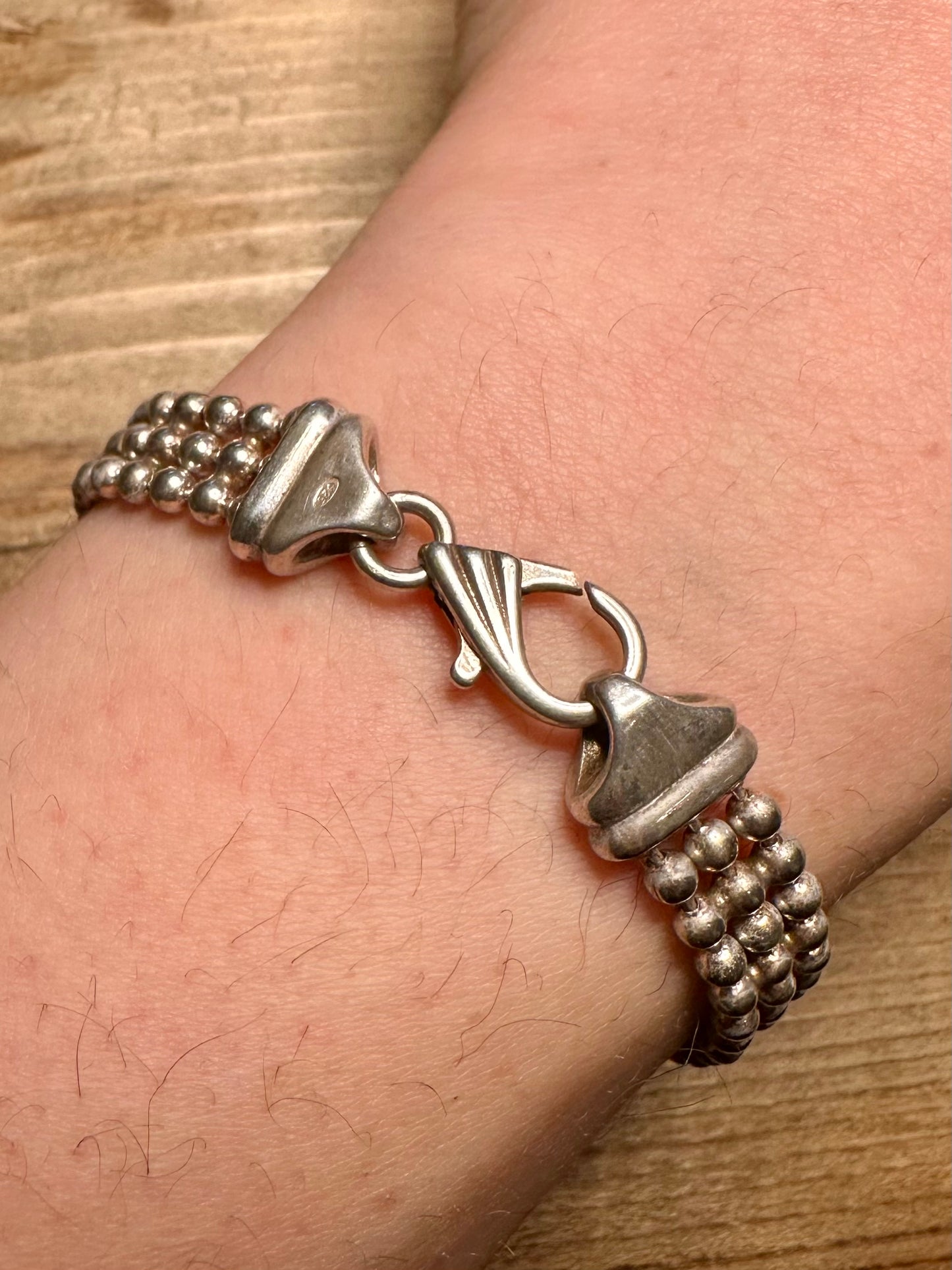 Vintage 1987 Ball Chain Link 925 Silver 7.4 inch Bracelet