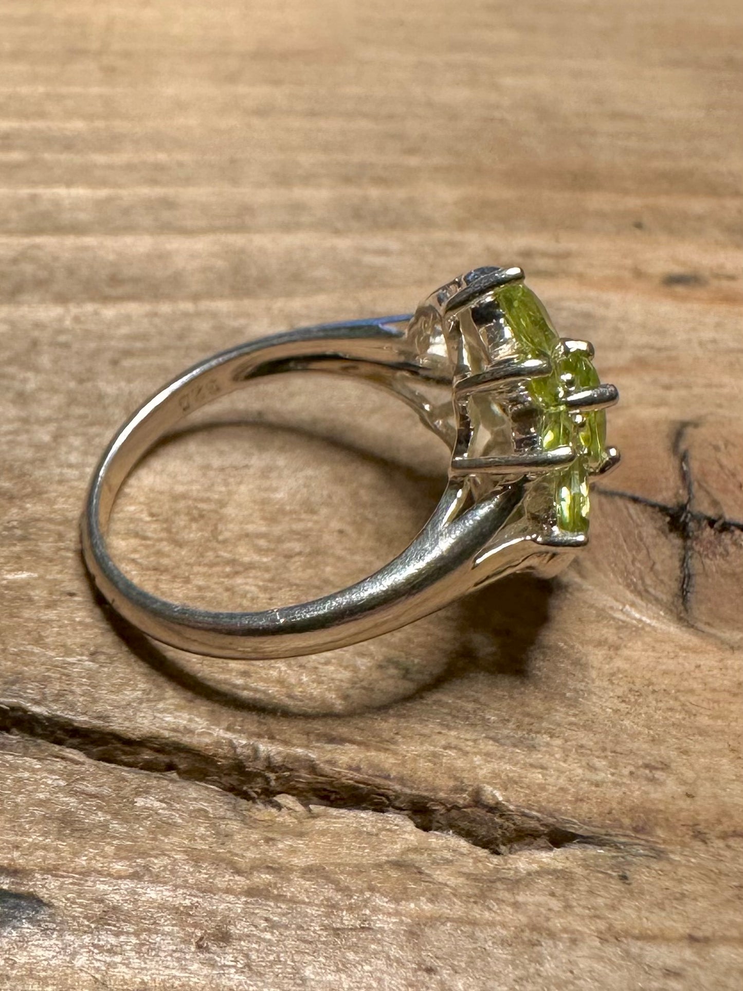 Modernist Peridot 925 Silver Size N1/2 Ring