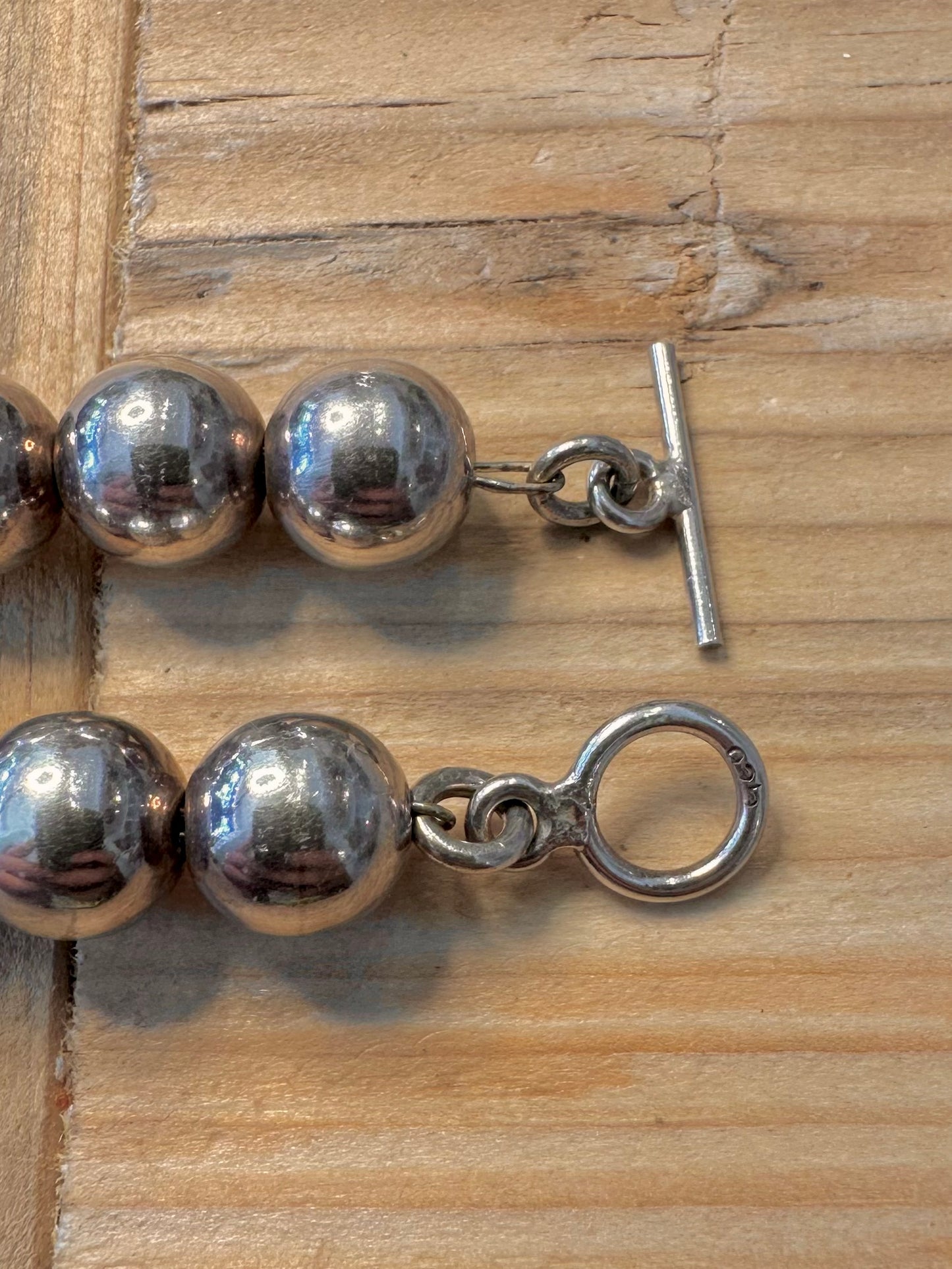 Vintage Ball Chain T Bar Clasp 925 Silver 18 inch Necklace