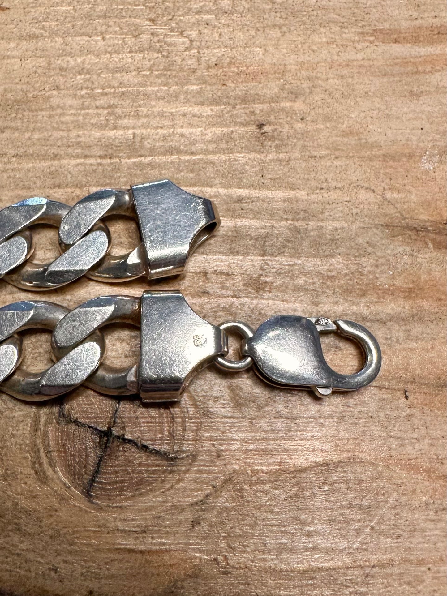 Vintage Chunky Heavy Curb Chain 925 Silver 21.5 inch Necklace