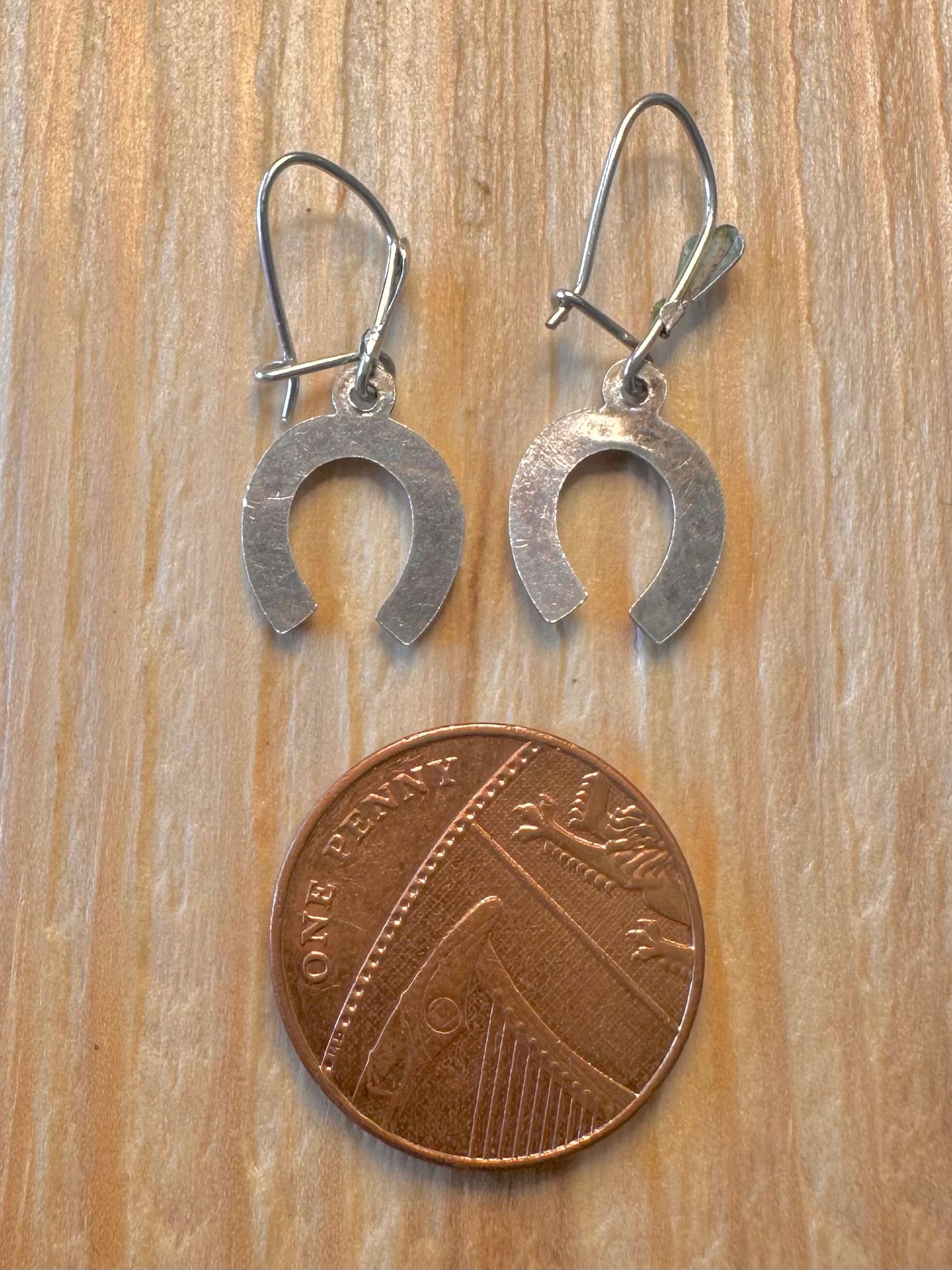 Vintage Horse Shoe Dangle 925 Silver Earrings