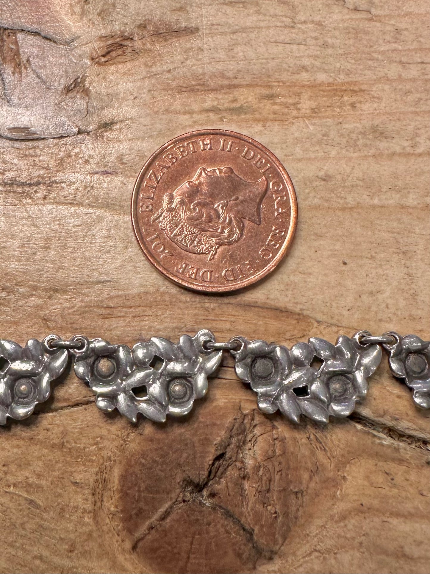 Vintage Stunning Blue Enamel Flower 925 Silver 16 inch Necklace